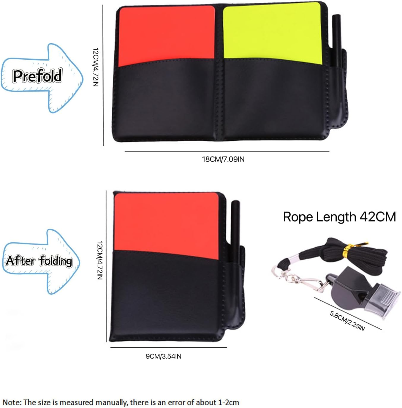 Football Referee Card Set, Soccer Match Football Match Referee Essentials, 4 Piece Soccer Red and Yellow Card Coach Whistle with Wallet Scoreboard Pencil, Soccer Match Referee Penalty Cards image number 5