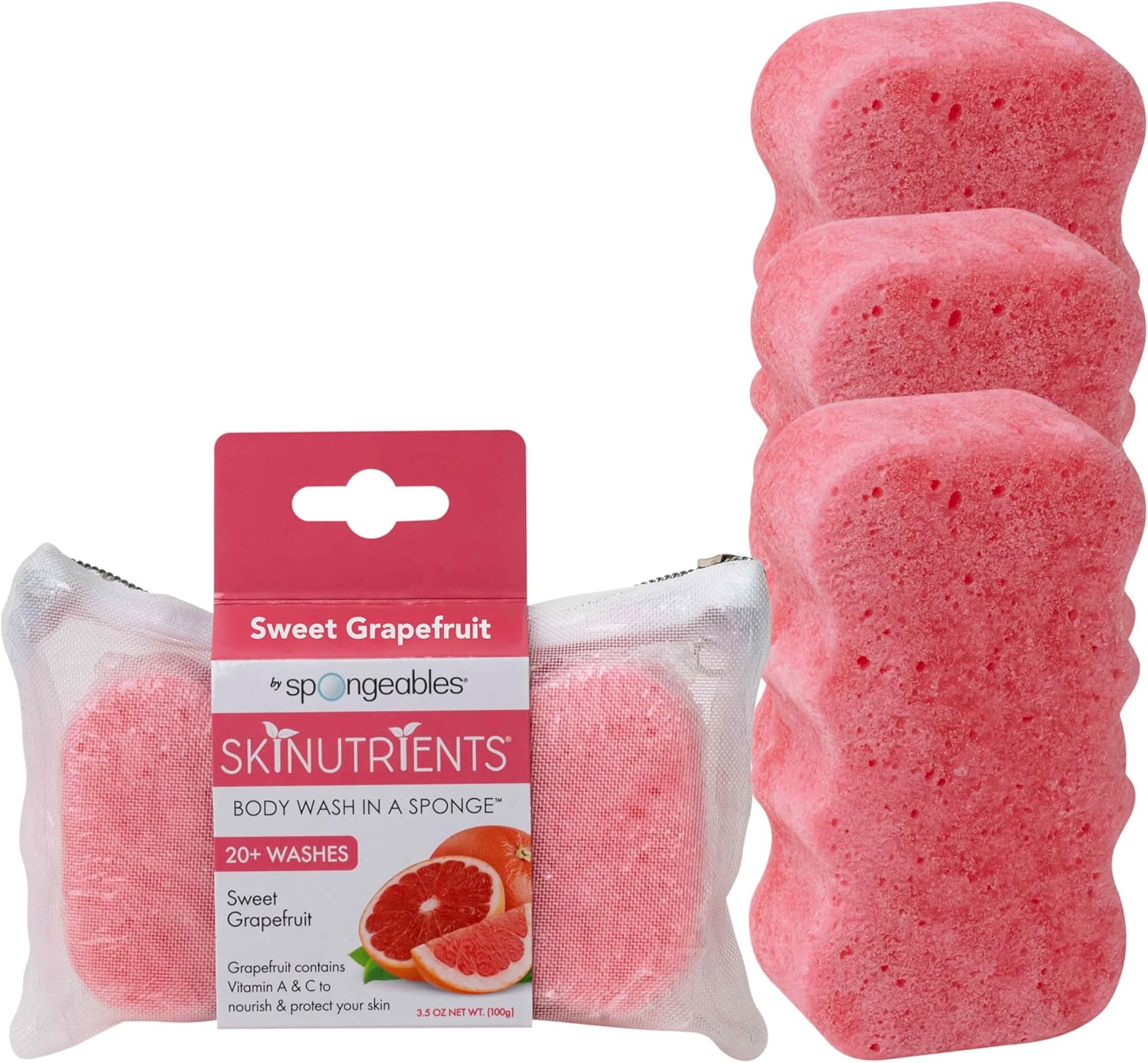 Spongeables Body Wash in a 20+ Wash Sponge, Cool Cucumber, 3 Count image number 1