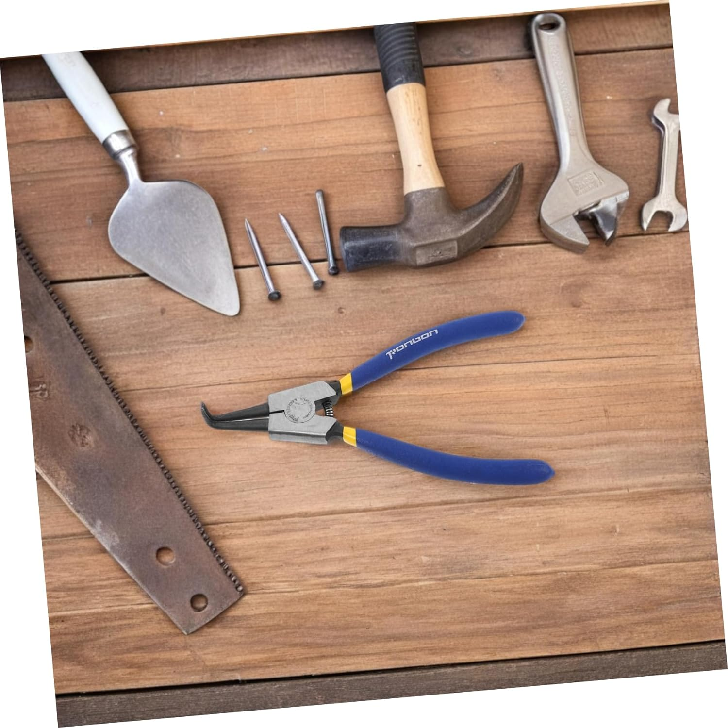 TEHAUX 2Pcs Circlip Pliers Internal External Retaining Ring Pliers Bent Nose Quick Installation and Removal for Mechanical Automotive Maintenance image number 2