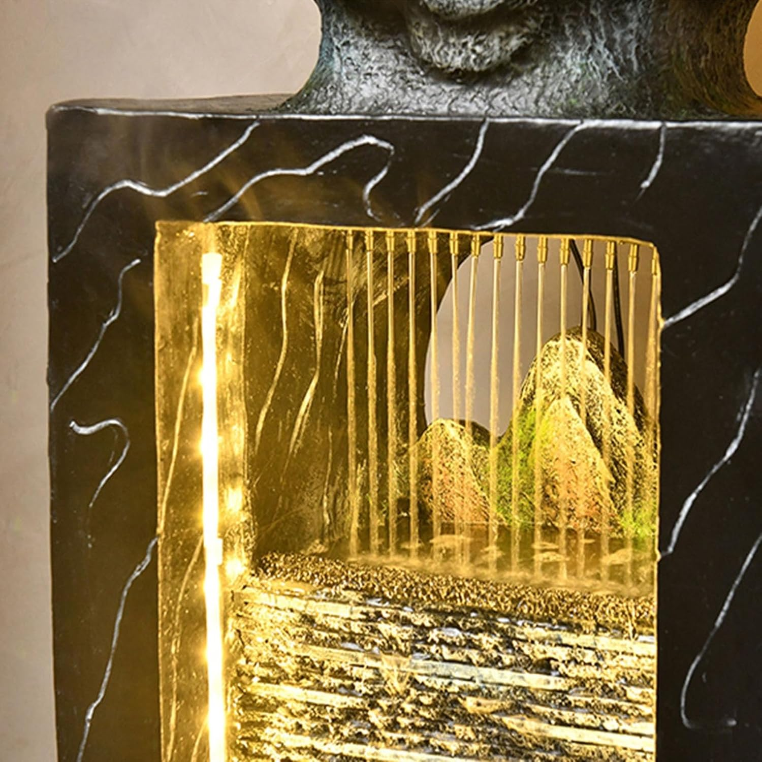 Outdoor Fountain Outdoor Water Fountains, Garden Fountain with LED Light and Simulated Pine Tree, for Courtyard, Park, Indoor and Home Decor(Medium) image number 3