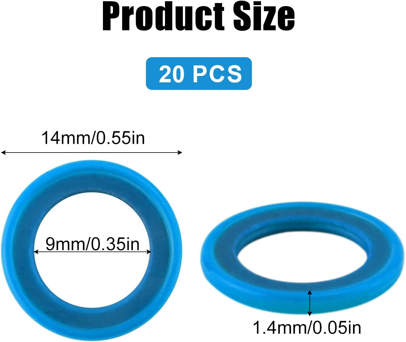 20Pcs Gearcase Drain Plug Seal Washer Gaskets 26-830749, Blue Lower Unit Grease Gaskets Strong Oil Drain Plug Screw Sealing Washer Compatible with Mercury Marine/Mercruiser image number 6