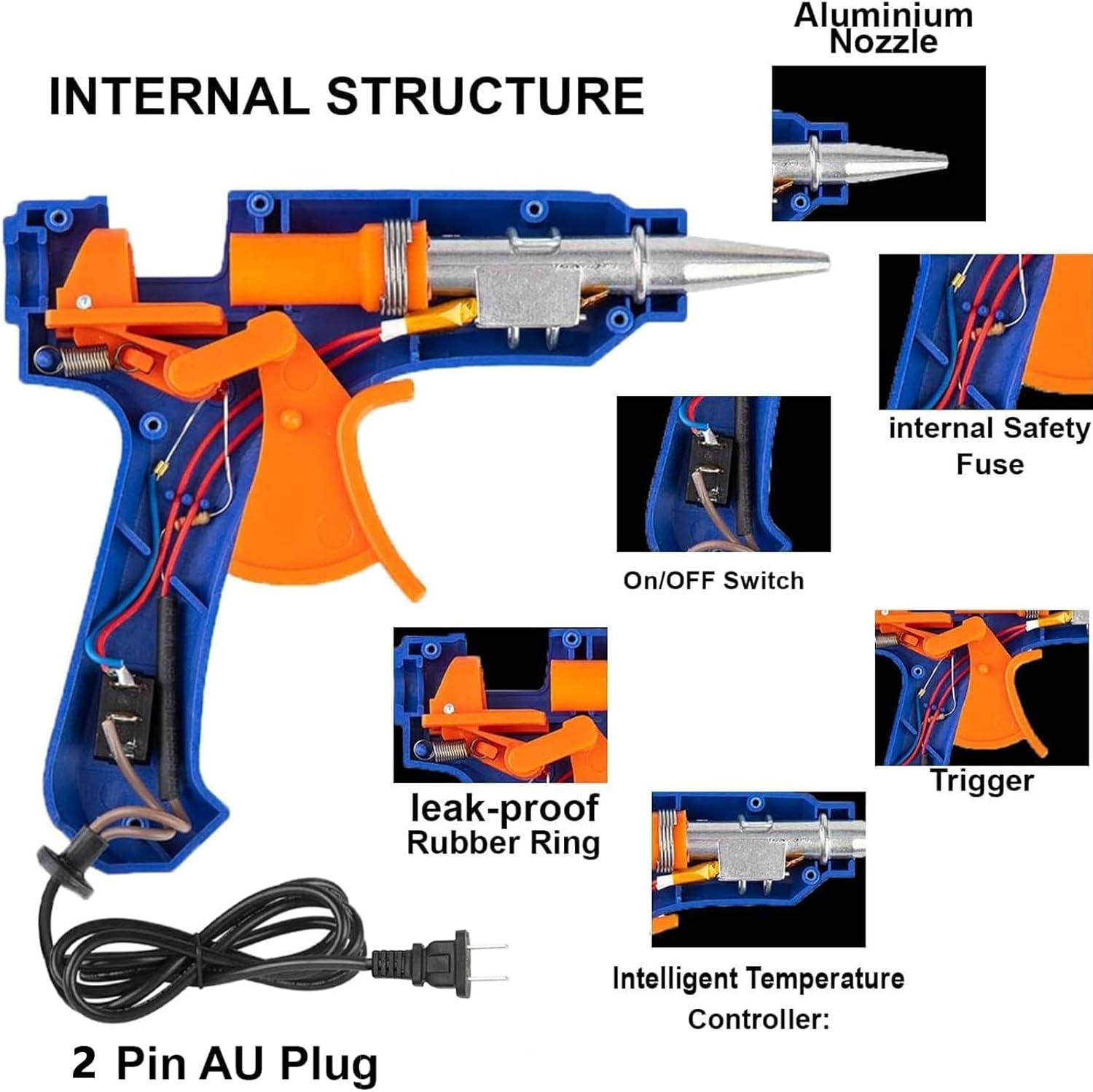 Visuivit Hot Glue Gun, Mini Glue Gun and Sticks Set with 40Pcs Glue Sticks High Temp Glue Gun for School Crafts DIY Arts Quick Home Repairs, 20W (White, Transparent Glue Stick) image number 6