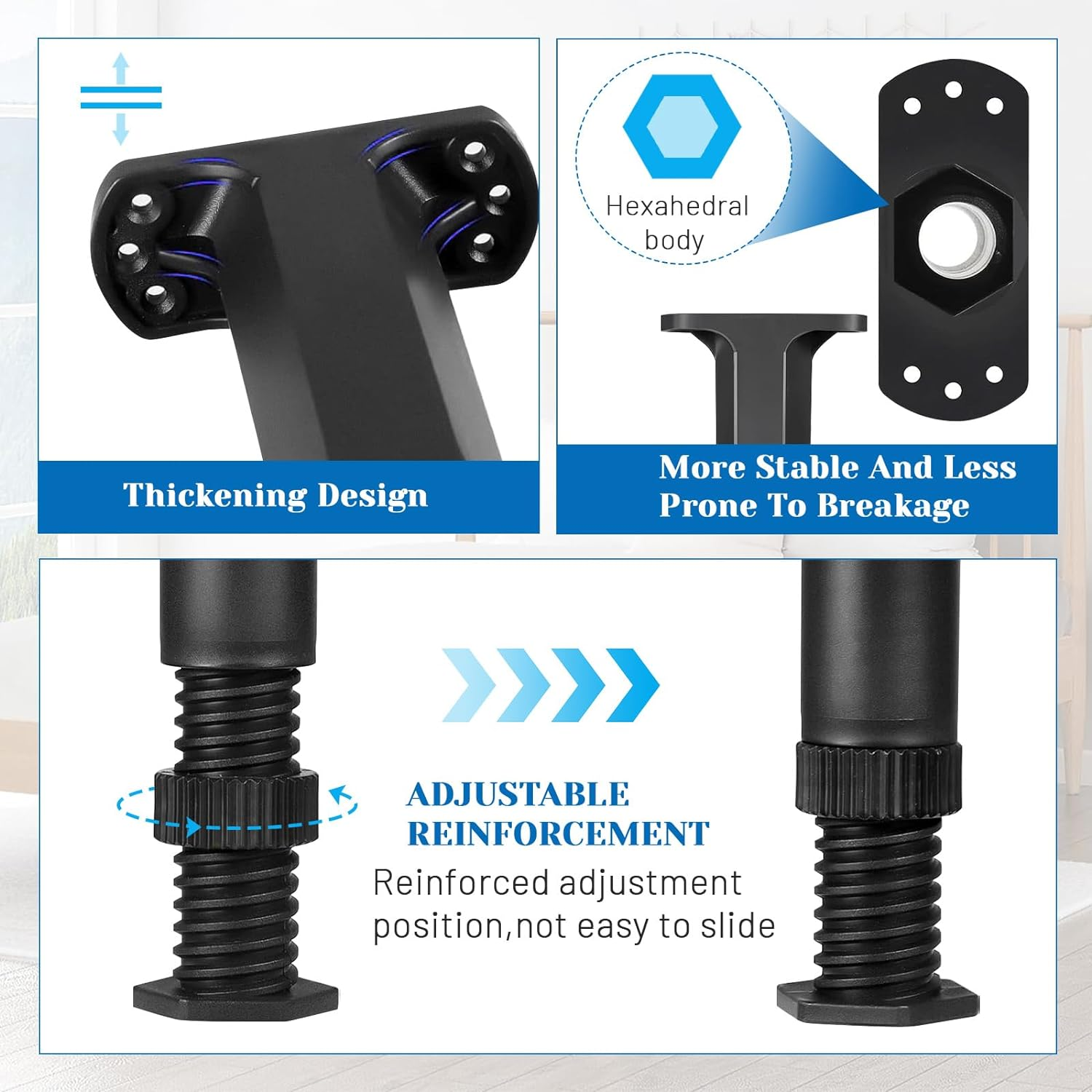 2Pcs Adjustable Height Center Support for Bed Frame, Bed Support Legs, Bed Frame Center Support for Furniture (2Pcs, 18-34 Cm) image number 6