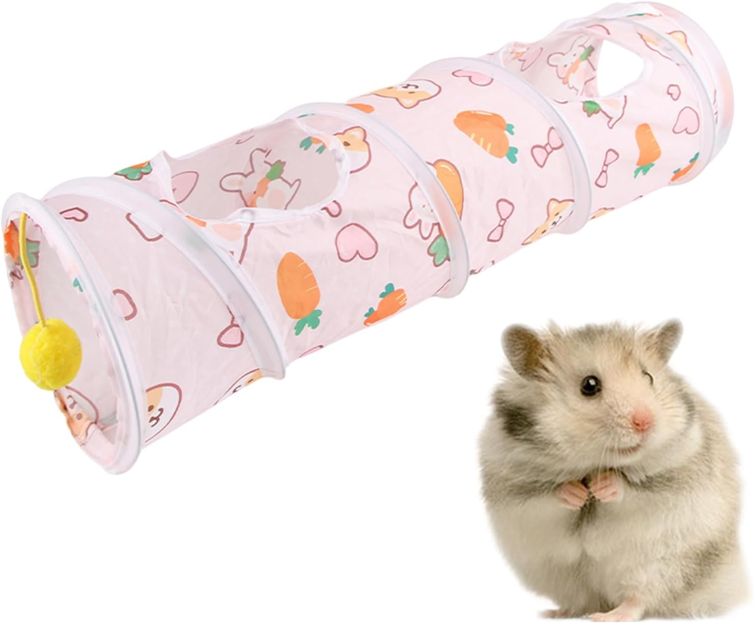 Small Animal Tunnel,Pet Playing Sleeping Pipe - Foldable Tunnels with Play Ball Bunny Hiding Tube Activity Toy for Dwarf Rabbits, Hamster, Kitten, Hedgehog