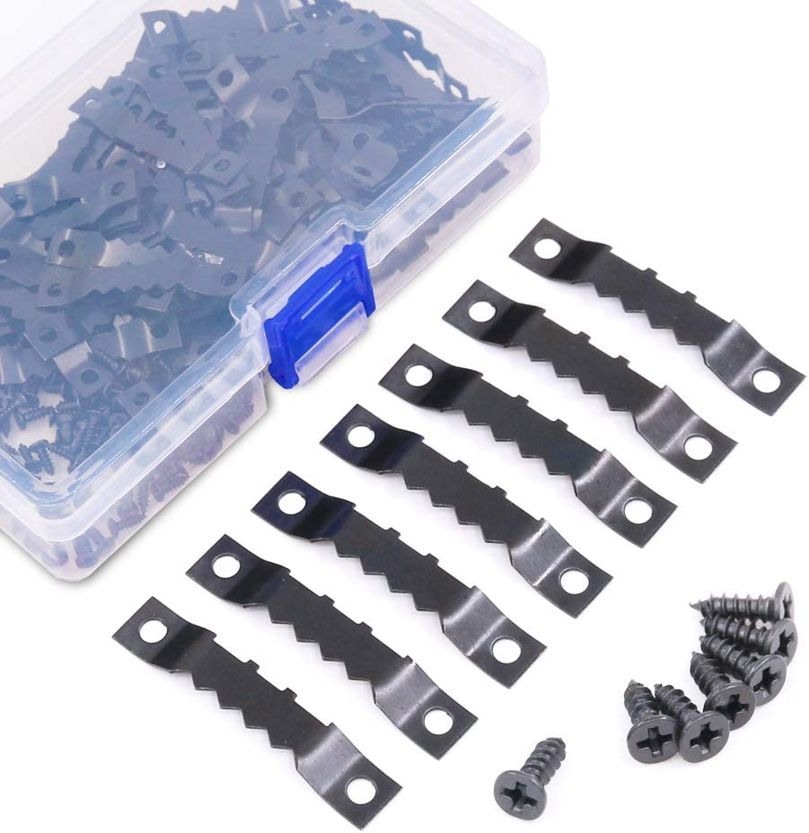 Swpeet 120 Pcs Sawtooth Picture Frame Hanging Hangers Double Hole with Screws for Home Decoration Creative Picture Frame Hanging (Black) image number 4
