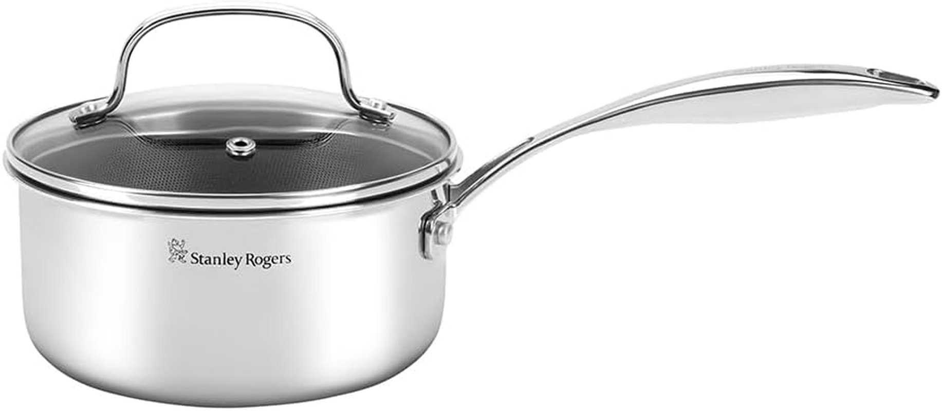 Stanley Rogers Matrix Non-Stick Saucepan with Glass Lid 16Cm / 1.7L &ndash; Premium Tri-Ply Stainless Steel Pan with Textured Non-Stick Surface, Pfoa-Free, Oven & Induction Safe Cookware image number 2