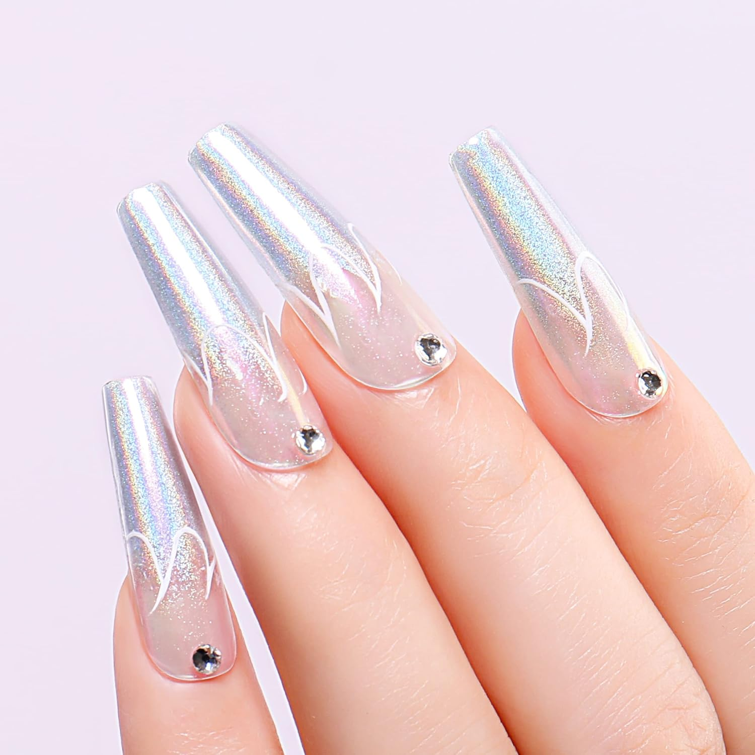 AIMEILI Upgrade Chrome Nail Powder - 6 Jar Art Chameleon Mirror Set, Pearl Shell Glitter Changing Ombre Holographic Laser Gel Metallic Manicure Pigment image number 1