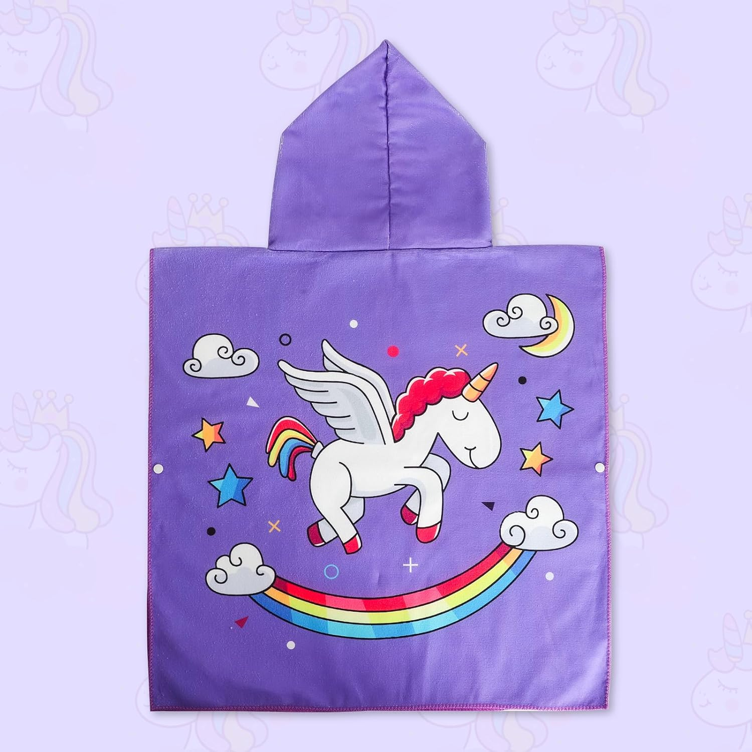 KAKU NANU Hooded Poncho Towels for Kids Beach Swimming Poncho Pink Unicorn Hooded Robe Girl Beach Poncho Pink 2 3 4 5 6 Years image number 1