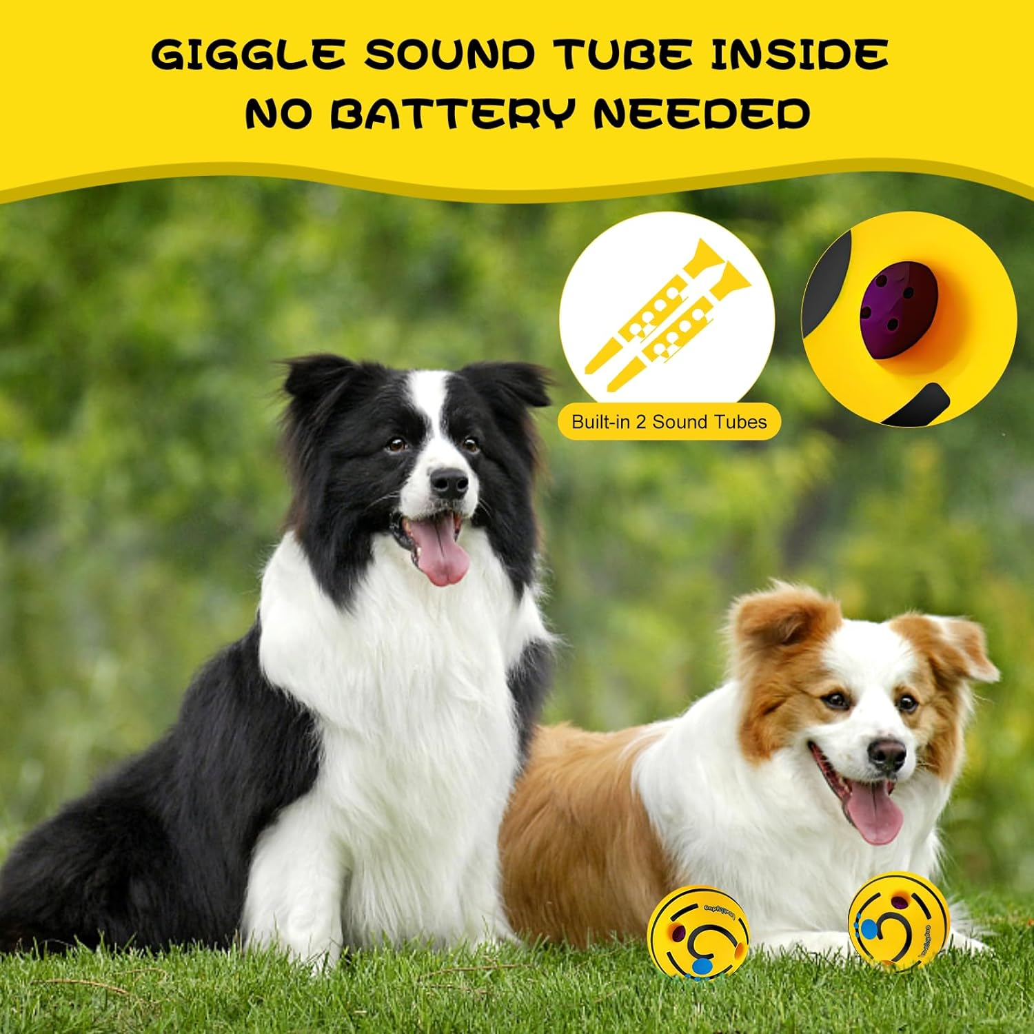 Dog Toy, Giggle Ball Dog Toy, Durable Wobble Wag Chewing Dog Balls, IQ Training Cleaning Teeth Indoor Outdoor for Medium Large Dogs, image number 4