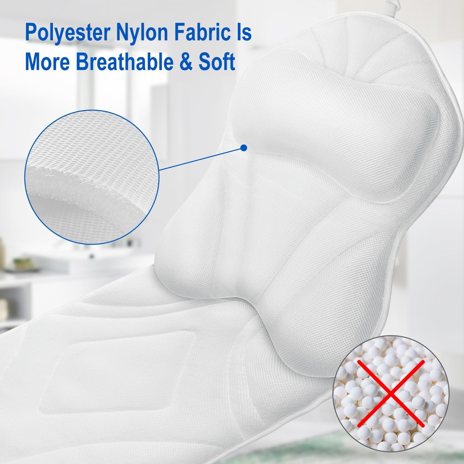 Full Body Bath Pillow for Bathtub, Thick Bathtub Cushion for Soaking Tub with Laundry Bag, Bathtub Accessories Bathtub Pillow Luxury Bathtub Pillows for Head,Neck & Back (White) image number 4