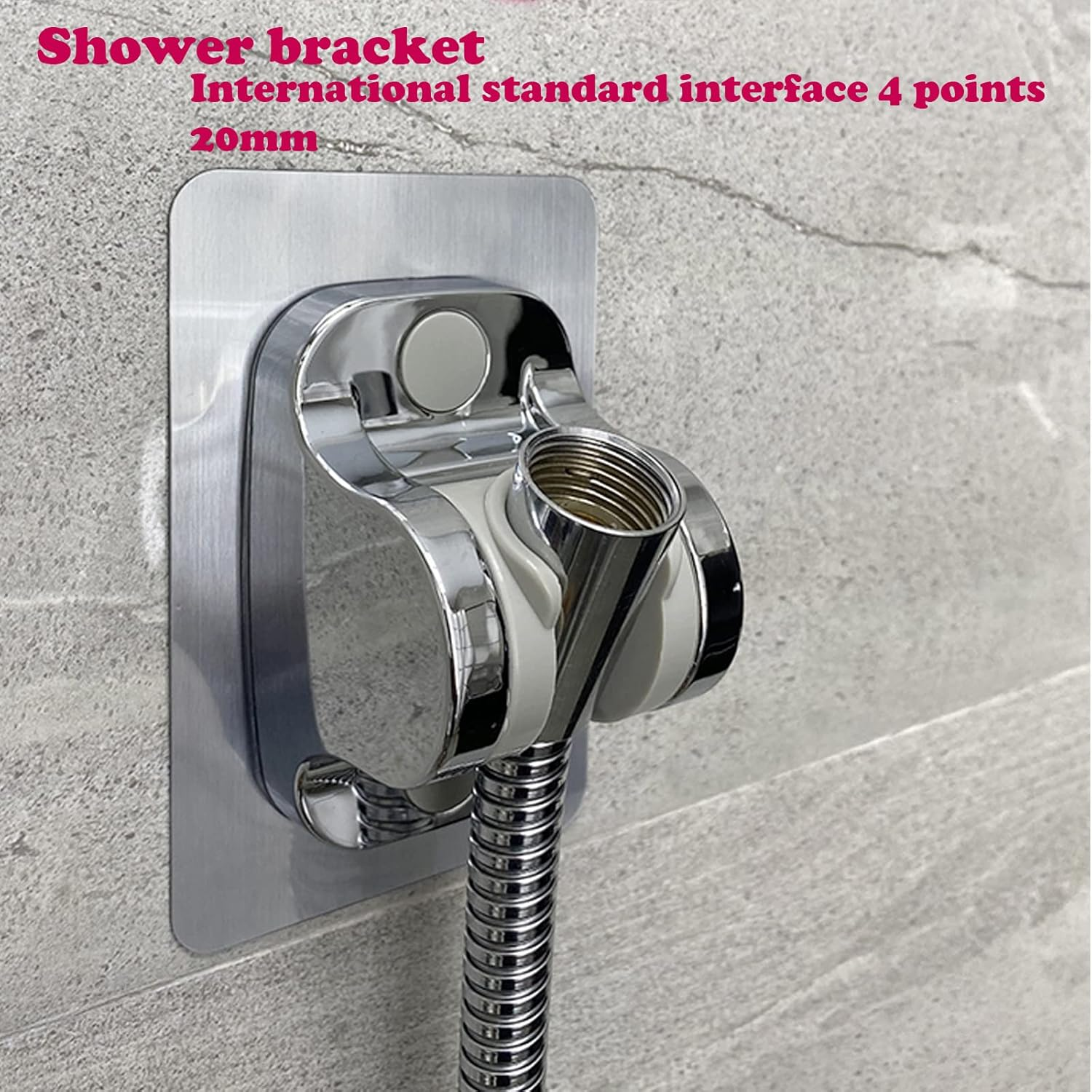 DASITON Large Wall Mount Strong Adhesive Waterproof Handheld Shower Holder,Shower Head Holder,For Rv Shower Kids Shower Bathroom Shower(Silver 2P)