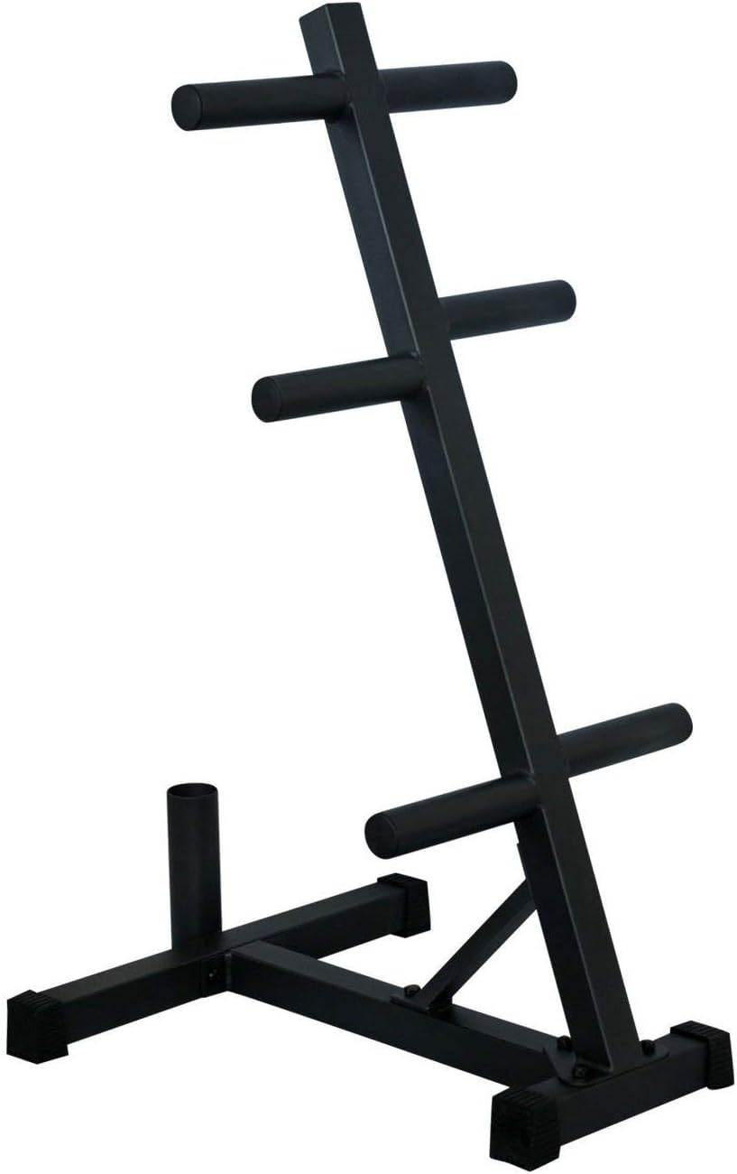HCE Olympic Weight Plates and Bar Holder - Tree Rack Olympic Barbell Weights Storage with 6 Weights Holder and 1 Standing Bar Holder - Max Capacity of 350Kgs - Heavy-Duty Steel Fitness Gym Equipment Organiser image number 4
