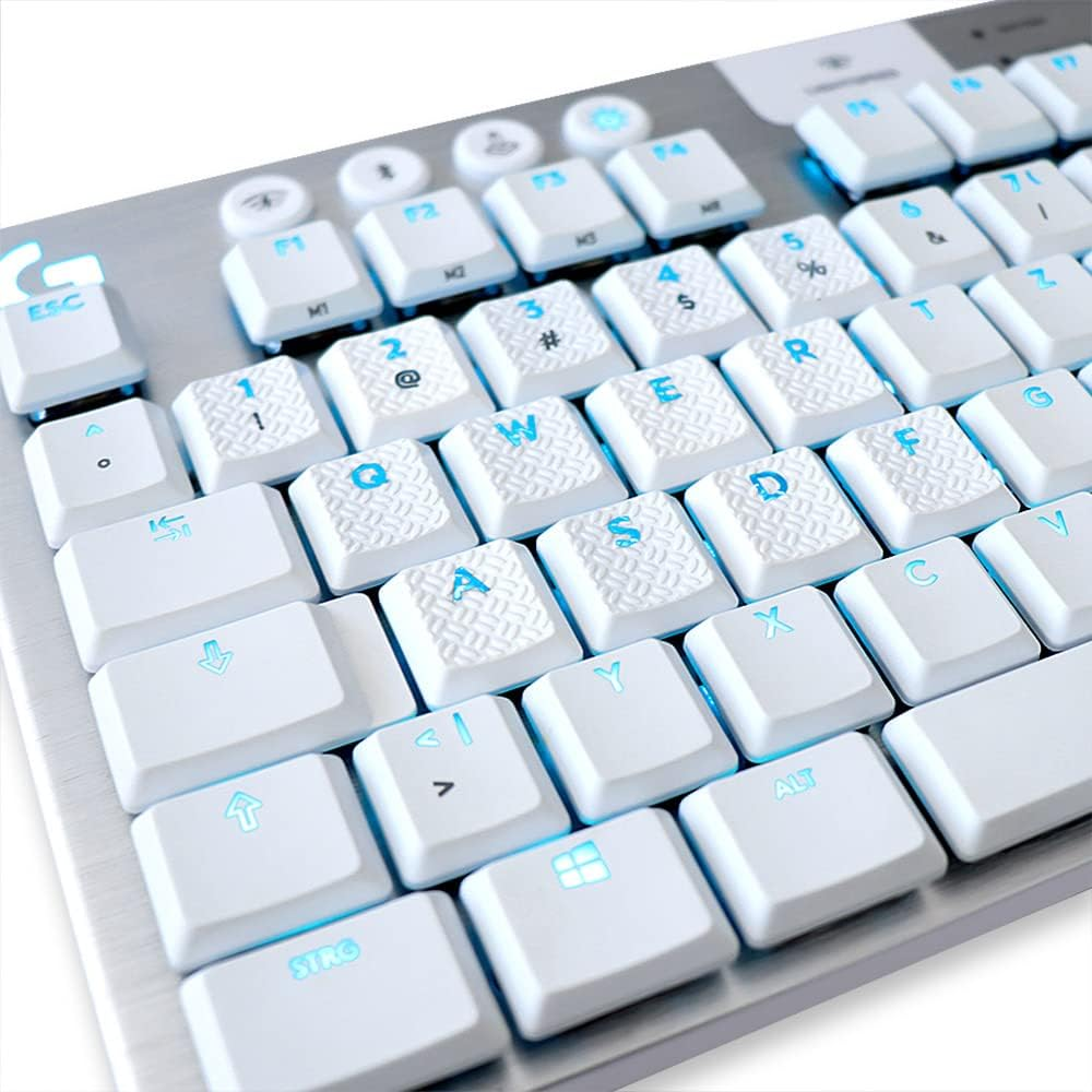 Texture Tactility Backlit Keycaps Key Cap Replacement for GL Tactile Switch Logit G813 G815 G913 G915 TKL RGB Mechanical Gaming Keyboard (13 Keys, White) image number 5