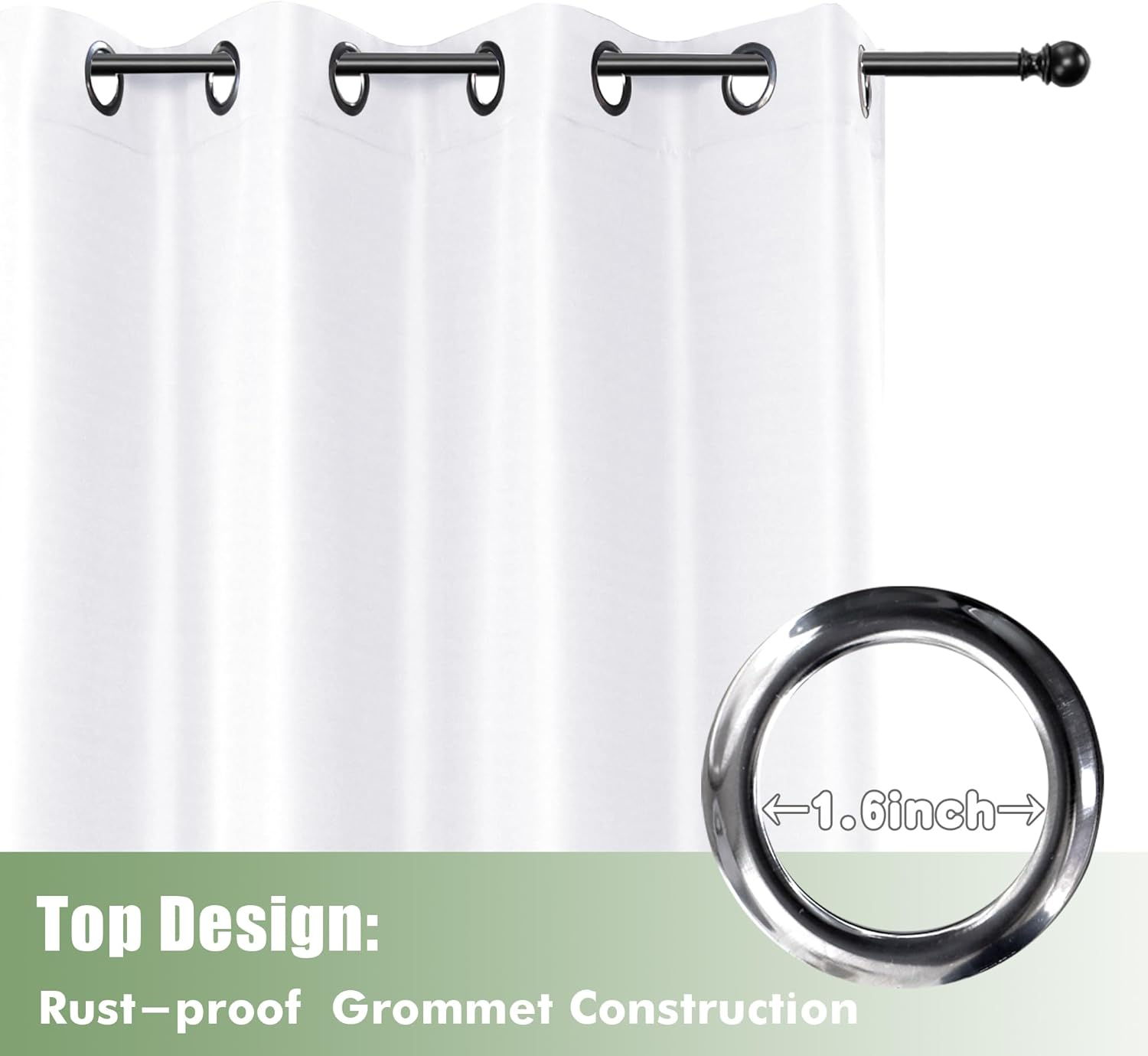 Holidayideas Outdoor Curtains for Patio Waterproof, 6 Panels - 54X95 Inches - Weatherproof Privacy Outsides Curtains for Cabana Porch Pergola, Sunlight & UV Blocking (White, Grommet Top) image number 4