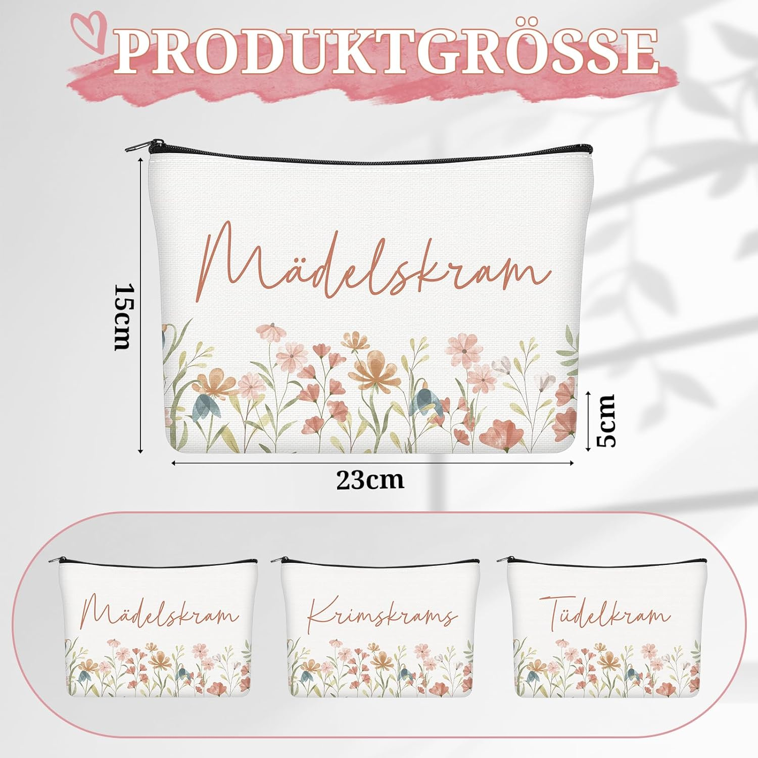 Geiserailie Pack of 3 Cosmetic Bag Small Makeup Bag with Saying Toiletry Bag Makeup Bag with Zip Gift for Women Girlfriend Mum Colleague for Bathroom Backpack Luggage image number 3