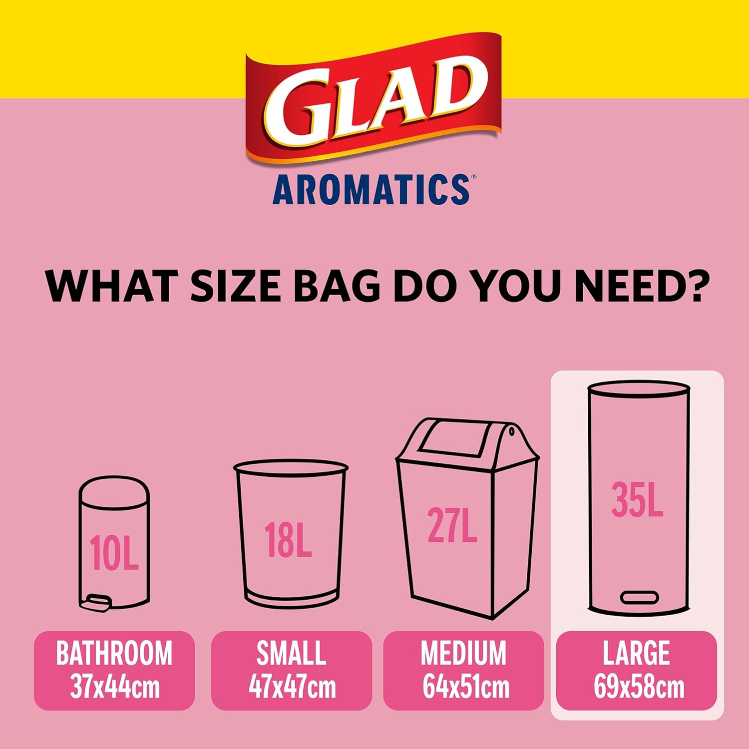 GLAD Aromatics Kitchen Tidy Bags, Cherry Blossom, Fits Large 35L Bins (Pack of 20) image number 4
