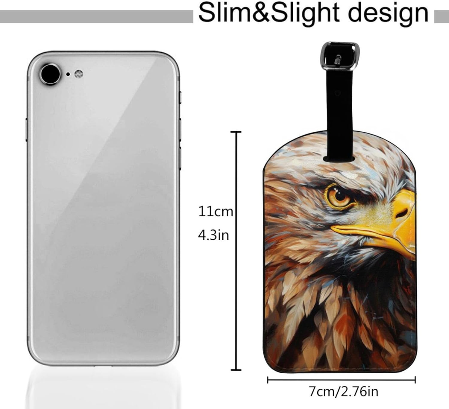 Eagle Print Elegant Tag Stylish Tag Luggage Tag 4.3 X 2.76 Inch for Suitcases Travel Bags image number 5