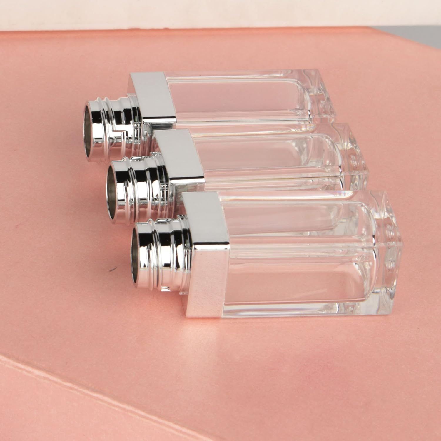 COSIDEA 18PCS Empty 8ML Square Clear Lip Gloss Tube Silver Big Doe Foot Wand Lipgloss Tubes for Lip Oil Tint Bottles Container image number 2