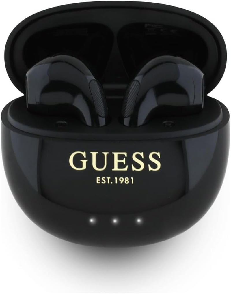 CG Mobile Guess TWS Headphones Glossy Effect Egg Shape Printed Classic Logo (Black) image number 2