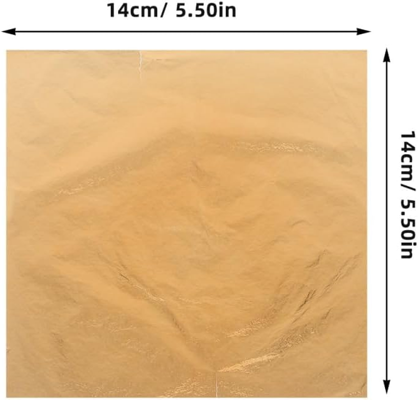 DOITOOL 100Pcs Copper Color Gilding Foil Imitation Leaf for DIY Crafts Furniture Decoration for Art Projects image number 3