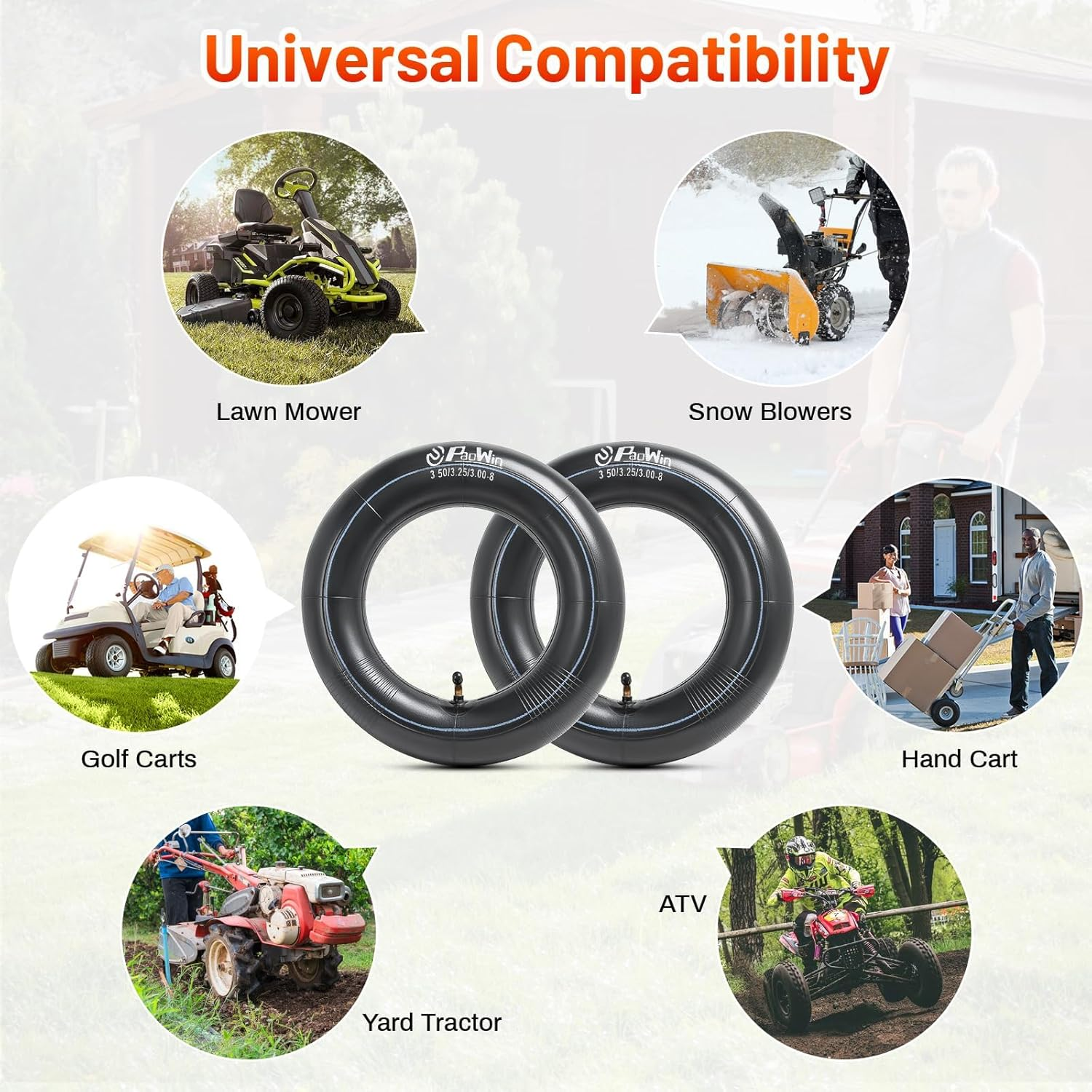 Paowin 2 Pcs 3.50-8 Tube,3.00-8 Tube,Tr87 Bend Valve,3.50/3.00-8 Wheelbarrows Inner Tubes,Compatible with 3.50-8 3.00-8 Hand Truck/Lawn Mower/Garden Trolley Tire,Pt-030 image number 6