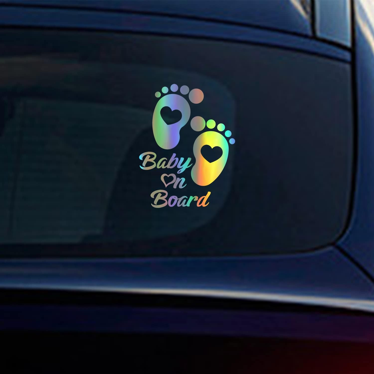 Baby on Board Stickers for Cars, Nouiroy Love Feet Baby in Car Decals and Stickers Size 7.9 * 6.1In Lovely Car Window Bumper Sticker Safety Warning Sign Auto Vinyl Sticker Waterproof, Laser Blue