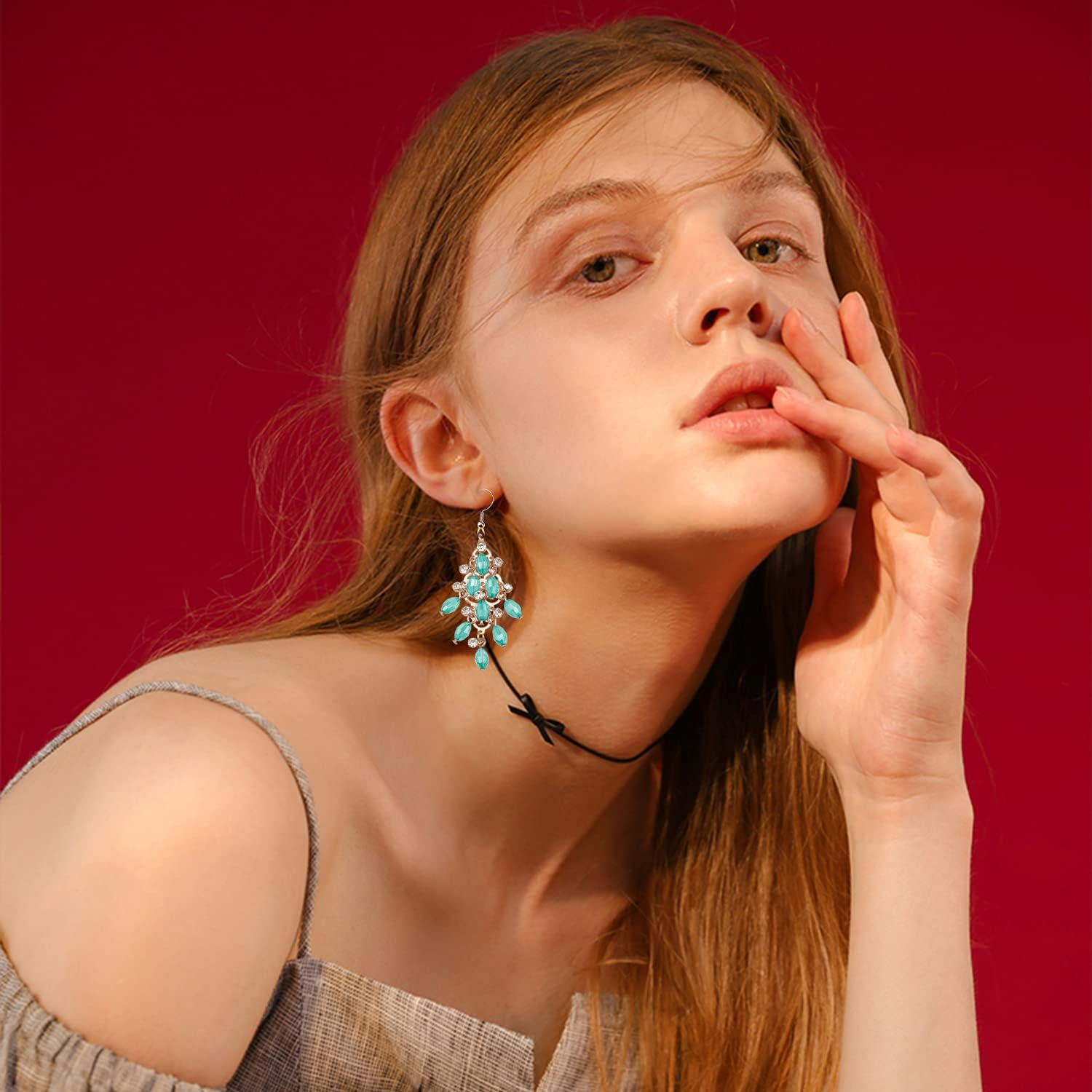 Hofar New Year Earrings Bohemia Vintage Dangle Earrings Boho Retro Rhinestone Drop Earrings Gift for Women image number 6