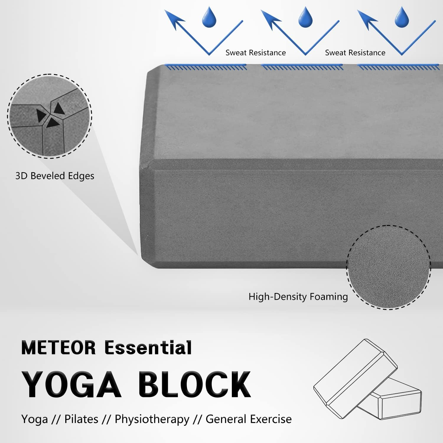 METEOR Essential Non-Slip Yoga Block, High Density Yoga Brick for Yoga, Pilates, Exercise image number 5