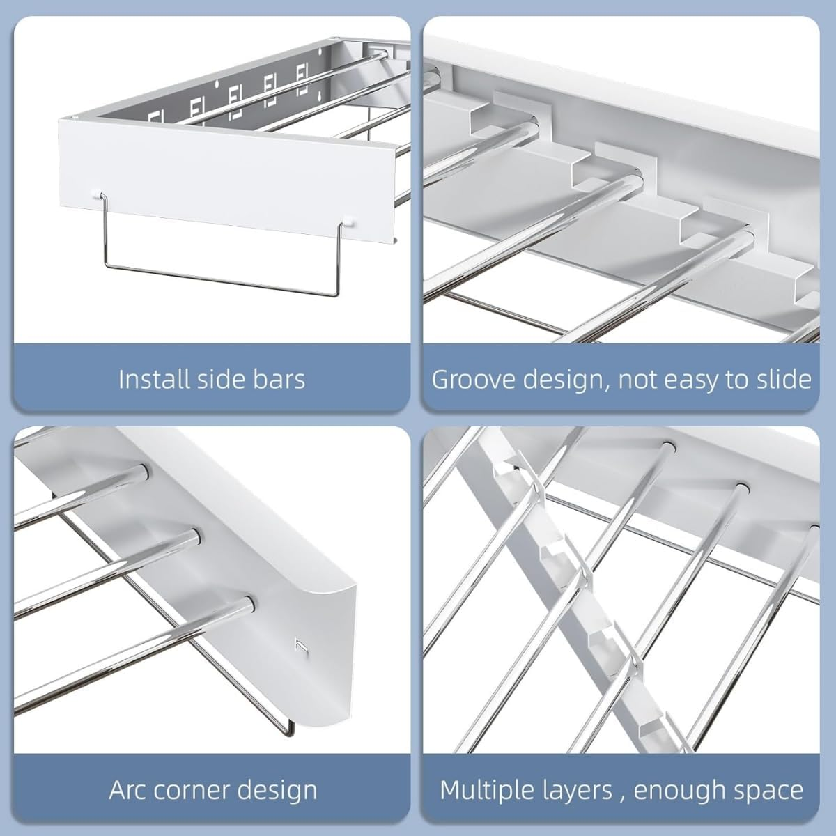 9SHOME 2Pack 80Cm Wall Mounted Clothes Drying Rack Collapsible, for Laundry with Towel Handles, Foldable Indoor and Outdoor Clothes Hanger, Retractable Clothes Drying Rack, 5 Aluminum Rods image number 1