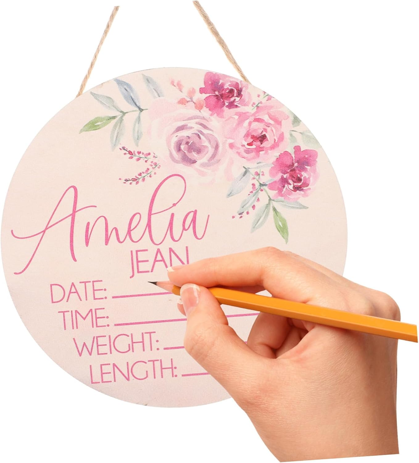 2Pcs Wooden Name Sign Announcement Sign Birth Announcement Nursery Decor for Newborn image number 6