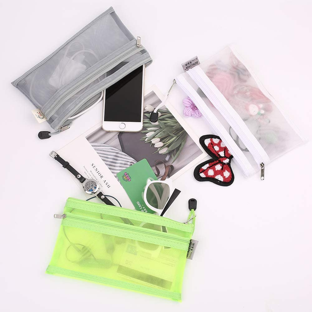 A6 Zipper Pouch Set of Mesh Zipper Bags Clear Zipper Pouch Small Organizer Bag Zipper Folder Bag Cosmetic Bags Travel Storage Bags Colours&hellip; (Colorful) image number 5