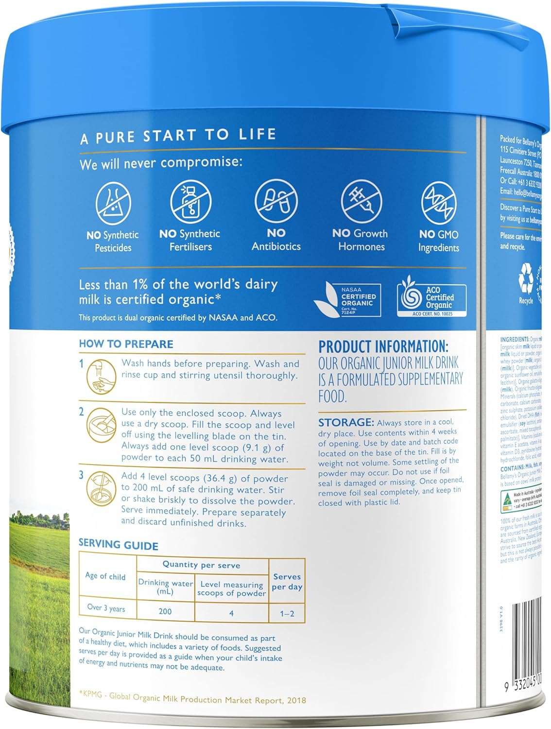 Bellamy'S Organic Junior Milk Drink Step 4 (3+ Years) image number 1