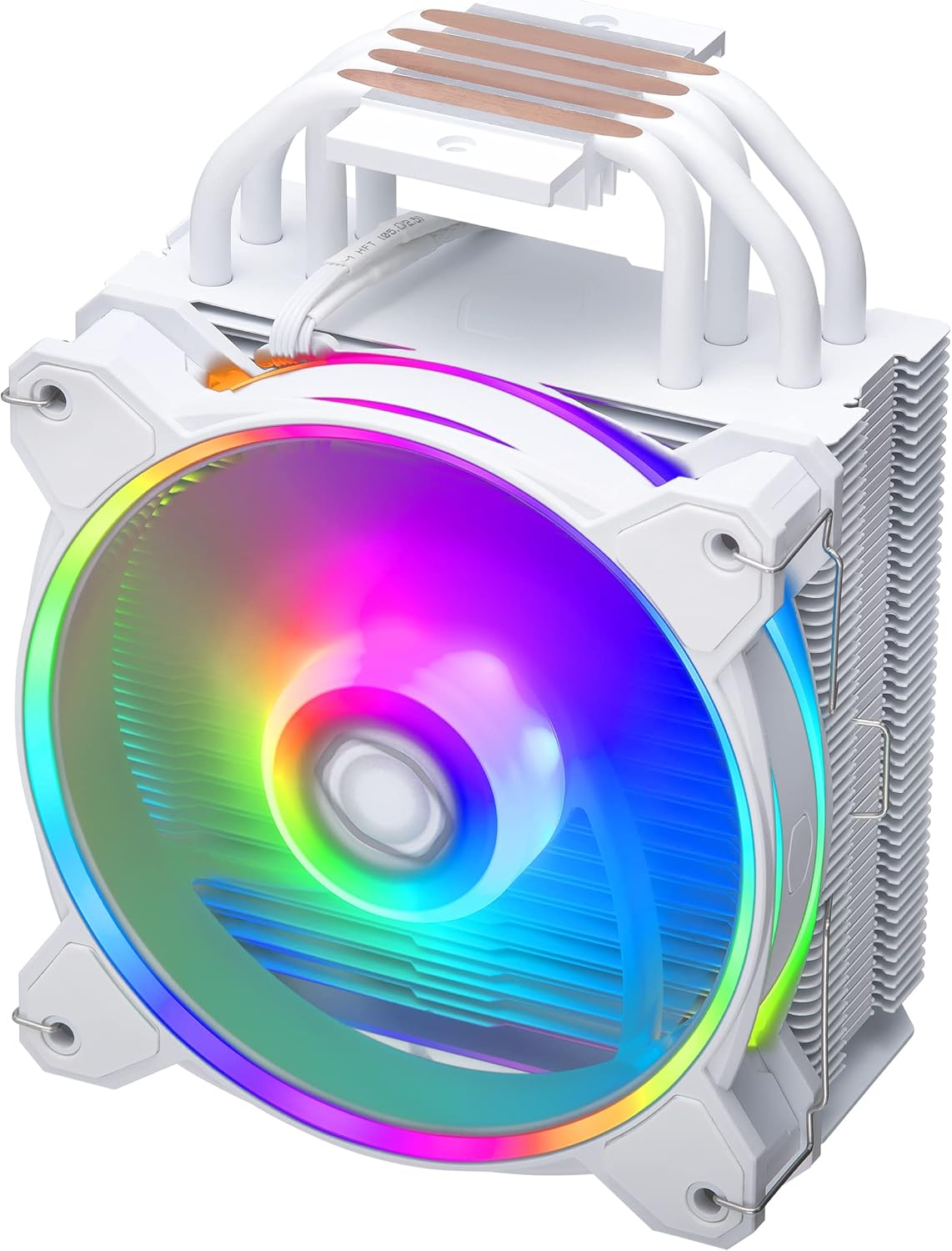 Cooler Master Hyper 212 Halo CPU Air Cooler - Pure White Aluminium Finish, 4 Continuous Direct Contact Heat Pipes with Fins, MF120 Halo2 ARGB Fan, ARGB Auto Detect, LGA1700 & AM5 Brackets - White image number 1