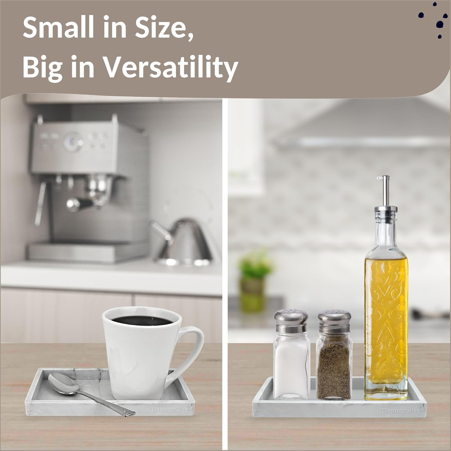 Spacewiser Countertop and Vanity Tray &ndash; Small 7.4" Silicone Soap Dispenser Tray, Shatterproof Flexible Bathroom Tray, Kitchen Sink Tray for Soap Bottles, Key Trinket Ring Tray, Original Silicone Tray image number 1