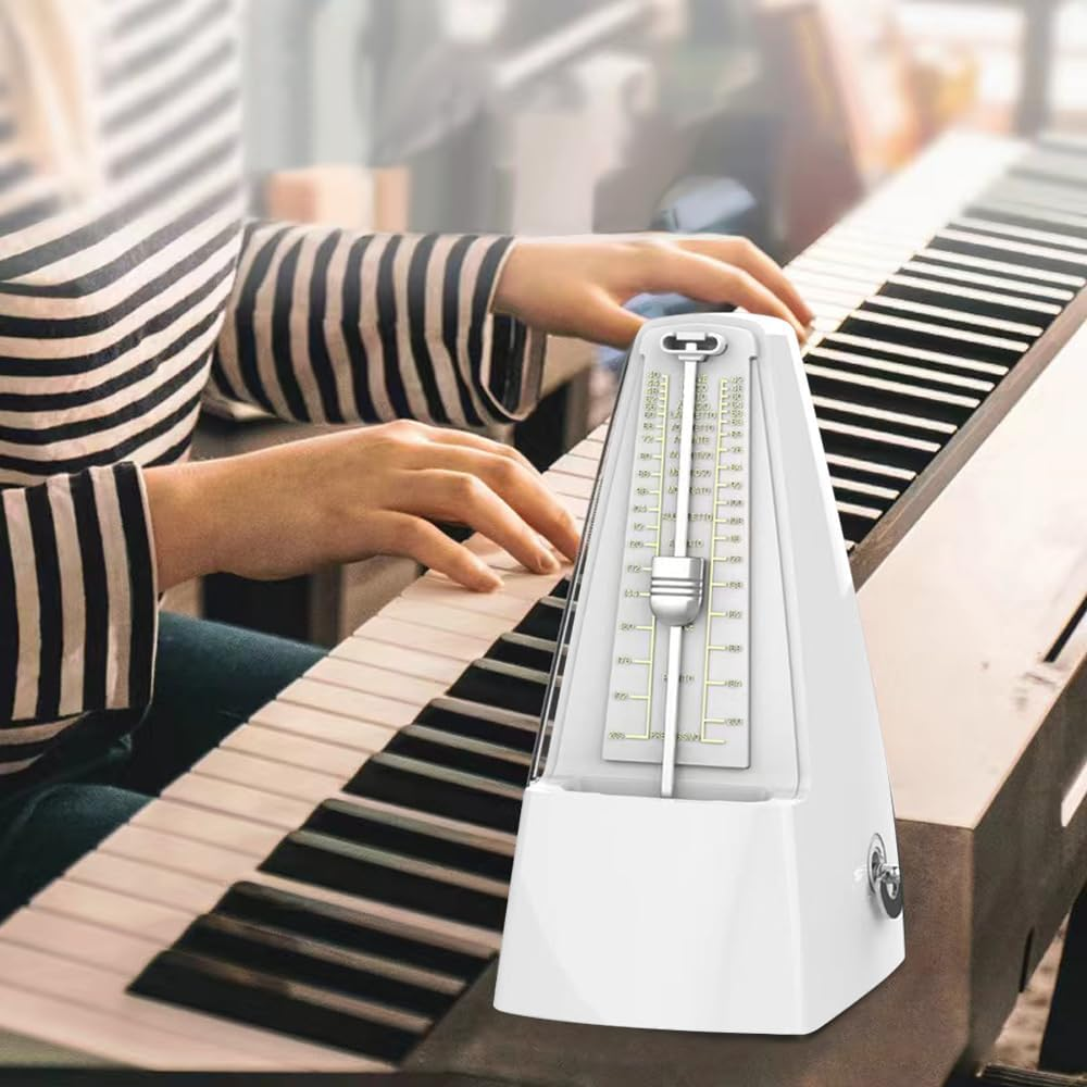 Mechanical Metronome,Universal Metronome for Piano Guitar Violin Bass Drum,High Precision Track Beat and Tempo (White) image number 3