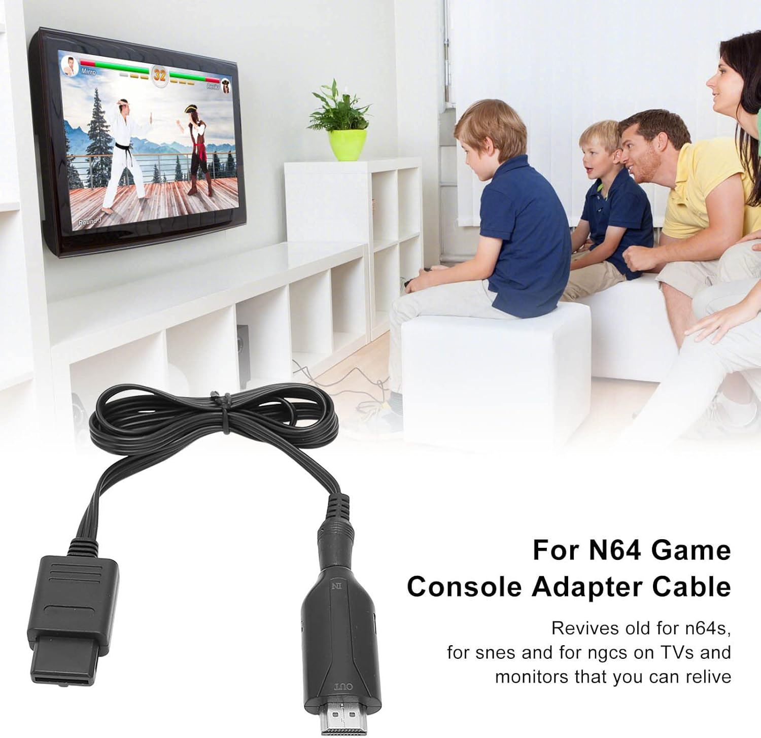 ASHATA N64 to Adapter, HD Video Converter for N64 with Power Cord, Plug and Play, Supports 720P 1080P Output image number 2
