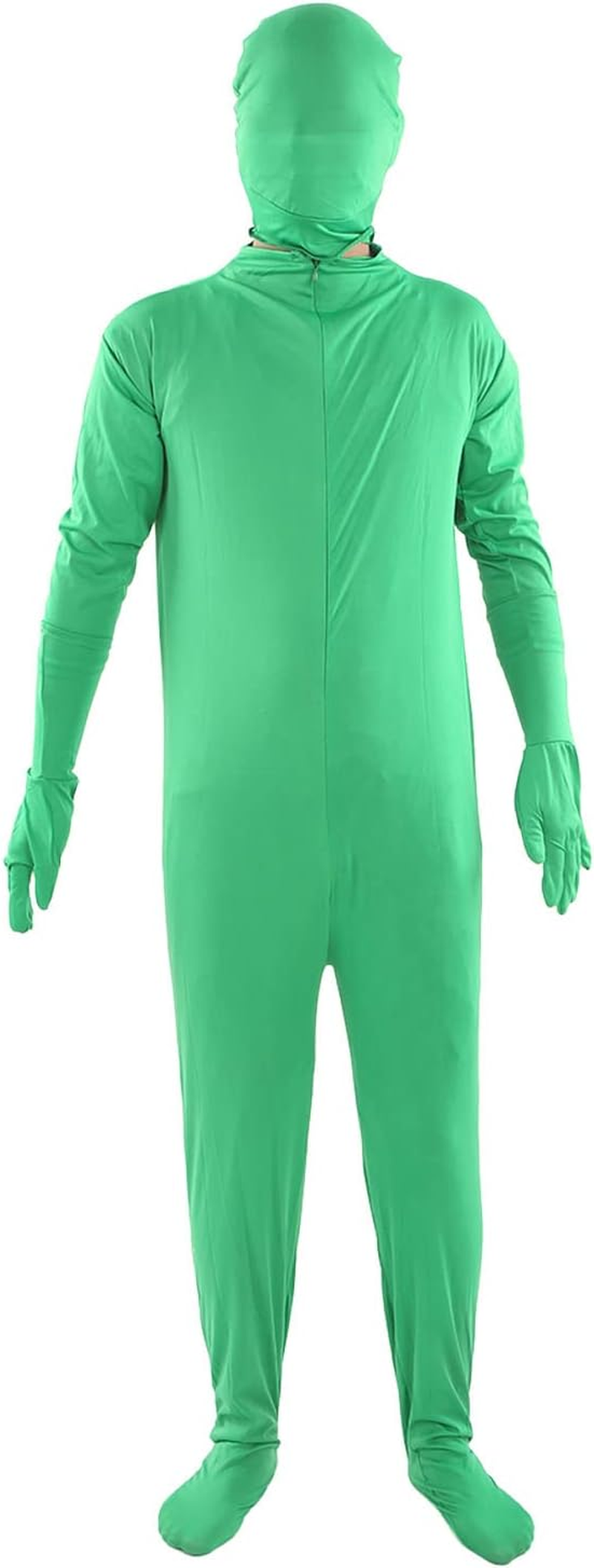 Green Full Bodysuit Men Spandex Stretch Adult Costume Chromakey Disappearing Zentai Unisex Greenman Body Suit for Photo Video Photography Effect, Spandex Stretch (160Cm)