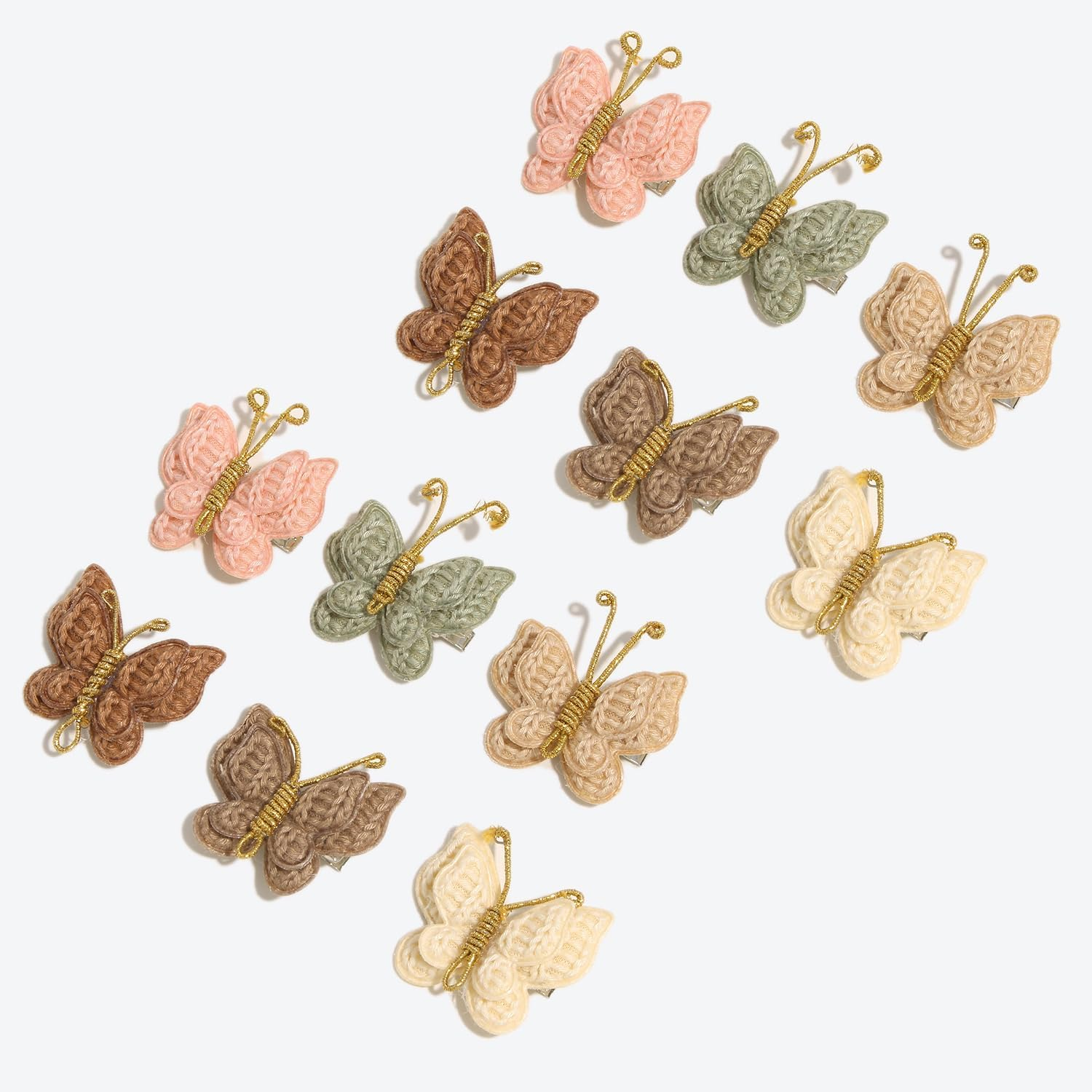 Shengsenfu 12 PCS Baby Hair Clips for Girls - Handmade Crochet Butterfly Barrettes with Soft Alligator Clips, 6 Color Cute Hair Accessories for Toddlers & Little Kids, Non-Slip Baby Hair Clips image number 4