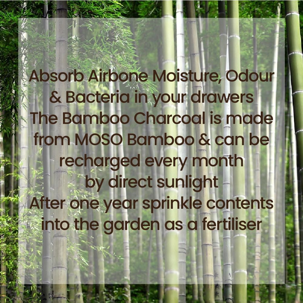 Eco Basics Drawer Deodoriser &ndash; Natural Bamboo Charcoal, Moisture & Odor Absorber, Reusable up to 1 Year, Eco-Friendly Freshness for Drawers, Cabinets, & Small Spaces, 16X14Cm image number 1