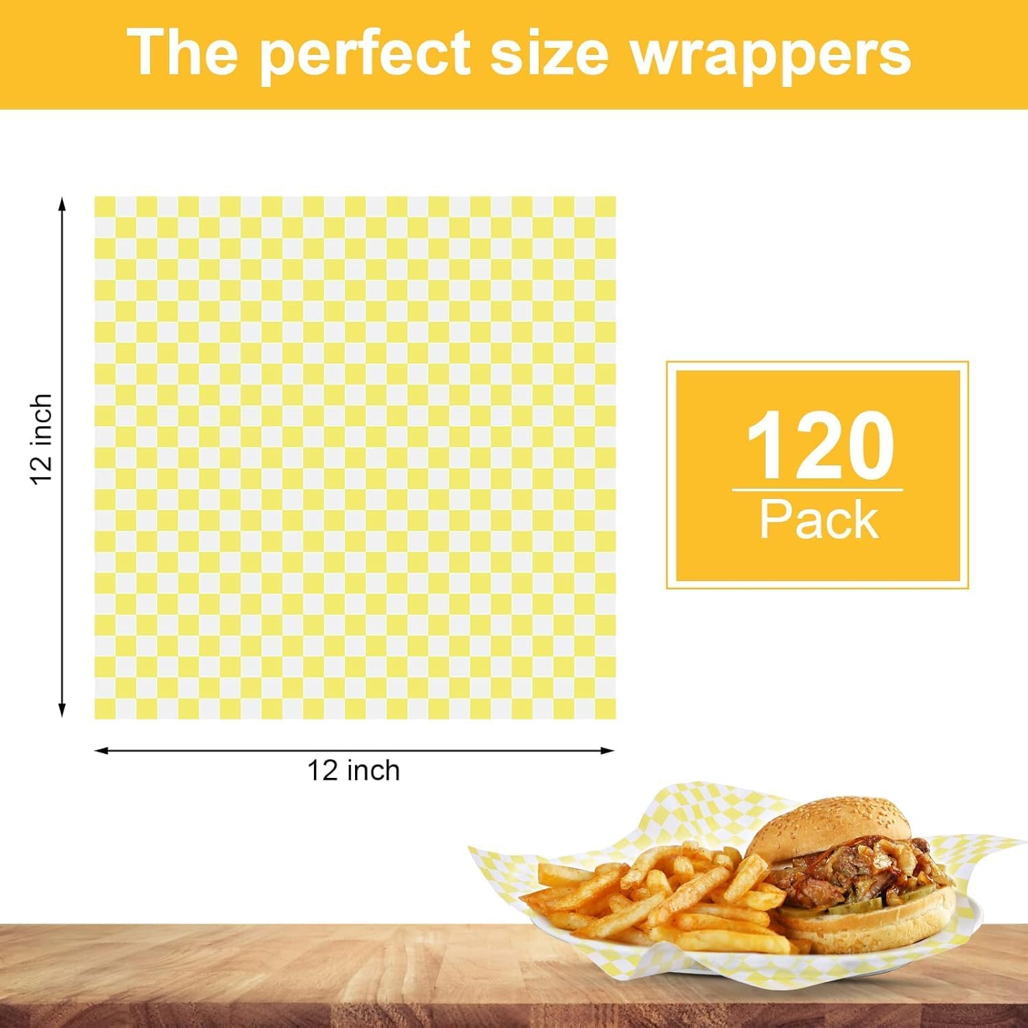 120 Sheets Variety Pack Checkered Dry Waxed Deli Paper 12X12 Inch Sandwich Paper Liners, Food Basket Liners Wax Deli Wrap Wax Sheets for Wrapping Bread and Sandwiches image number 5