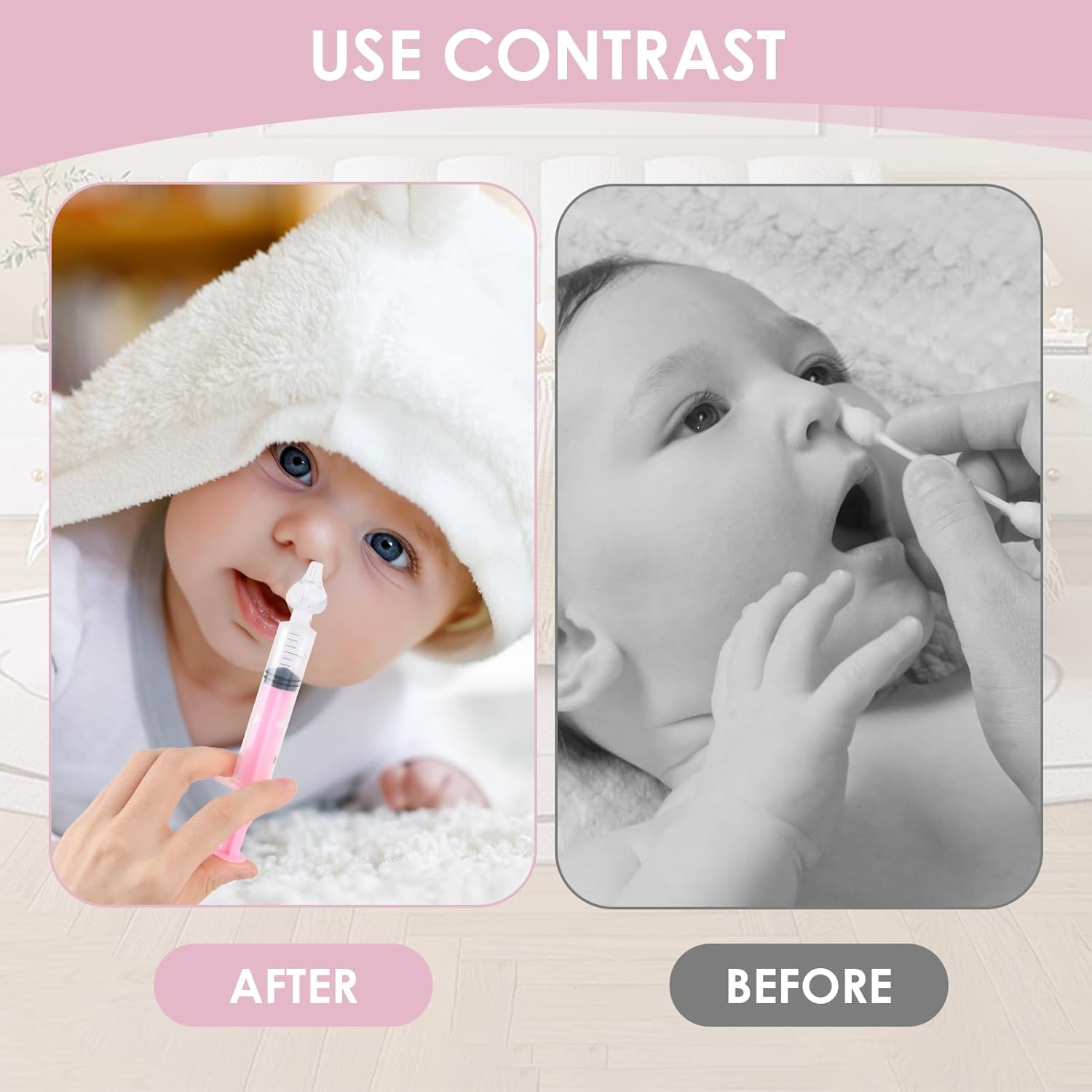 6 Pcs Professional Baby Nasal Aspirator with Soft Silicone Tip, 10Ml Portable Nasal Irrigator, Safe Nose Cleaner for Newborns & Infants for Clear Blocked Noses Gentle Rinse(White Purple Pink) image number 6