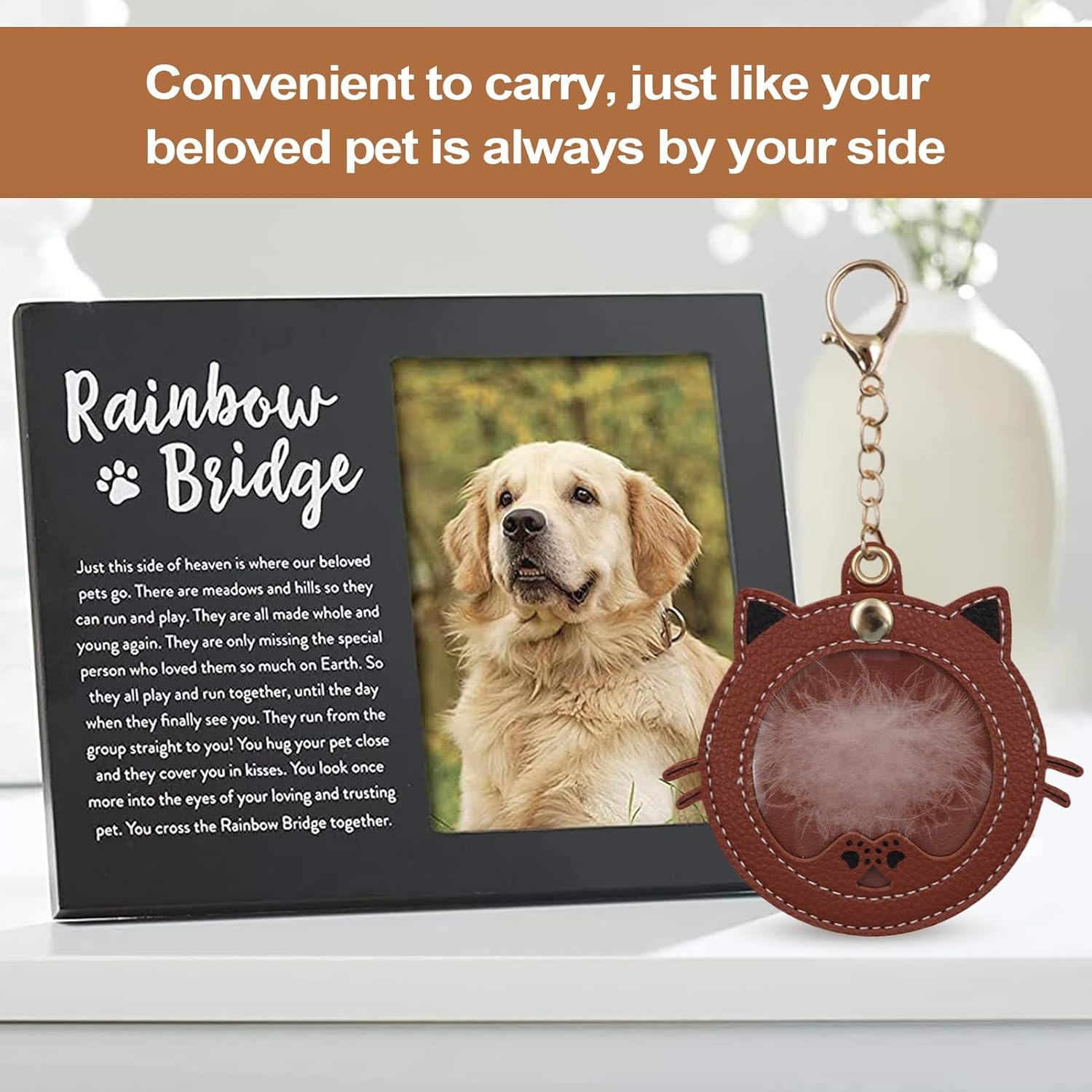 Gcerfby Pet Hair Storage Keychain, Cute Design, 9.2X8X0.5Cm, Kitten Face Shaped Dog Hair Storage Keychain, Creative Cute Keyring and Key Holder, Decorative for Backpack, Purse, Wallet image number 2