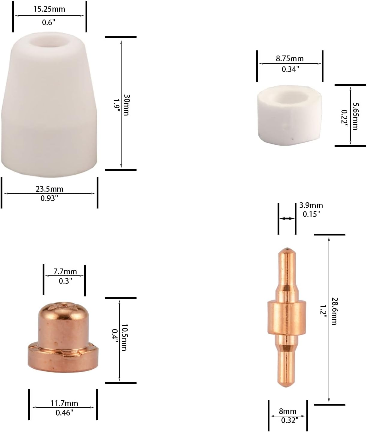 KERUE 150Pcs PT-31 Air Plasma Cutting Nozzle Electrode Consumables Fit CUT-40 CUT-50D CT-312&hellip; image number 5