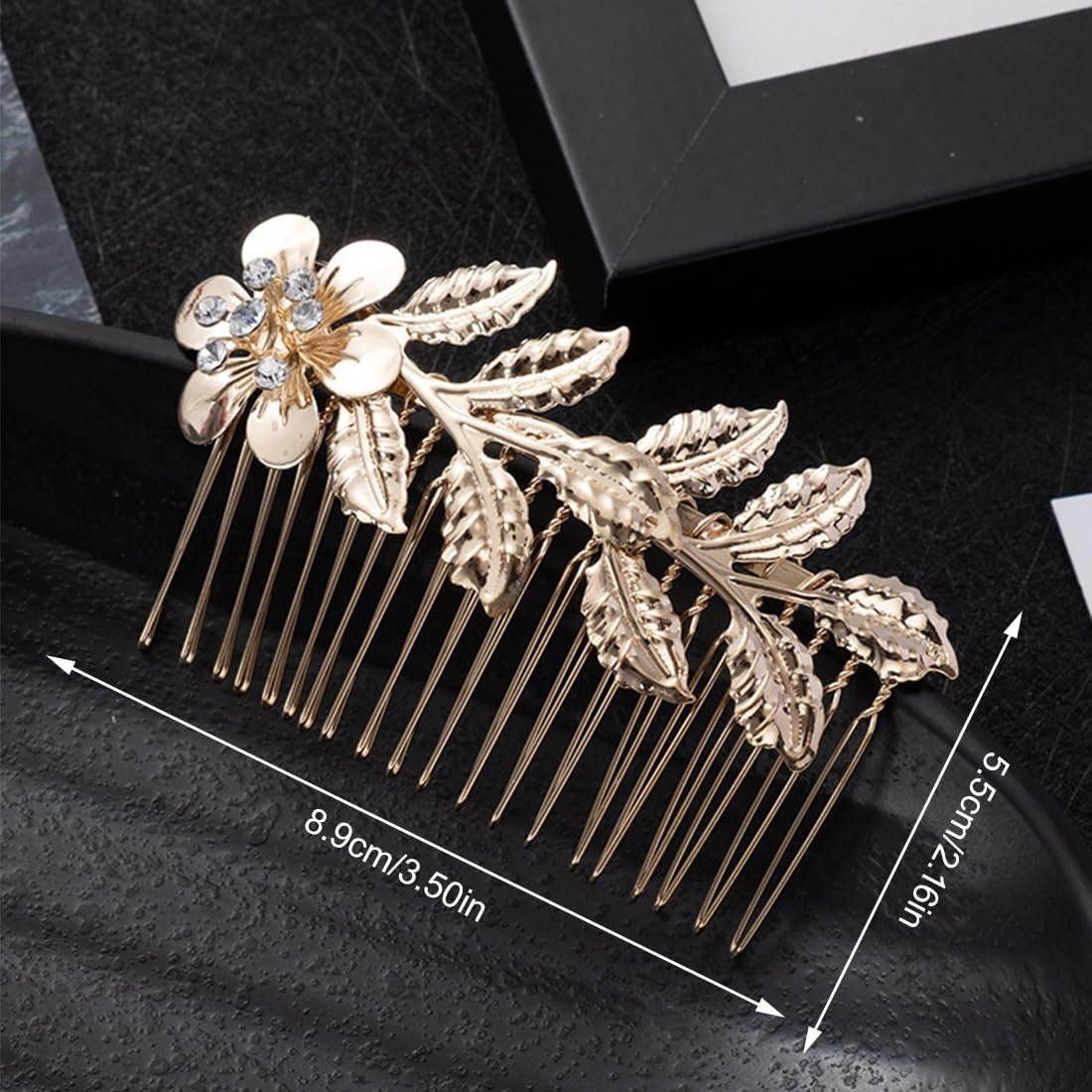 3 Pieces Hair Combs, Vintage Metal Hair Comb, Side Hair Combs, Decorative Bridal Leaf Clips, Golden French Twist Hair Comb for Women image number 1