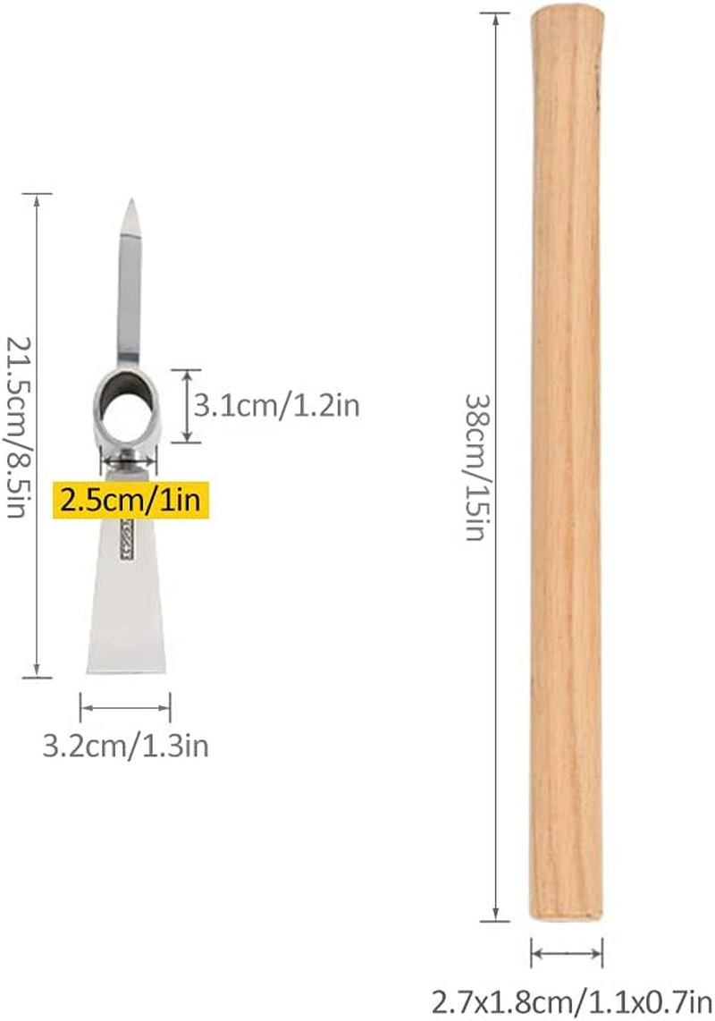 RCKEY Outdoor Camping Multifunctional Pickaxe Hoe Heavy Duty Stainless Steel Pick Axe Hand Hoe with Wooden Handle image number 1