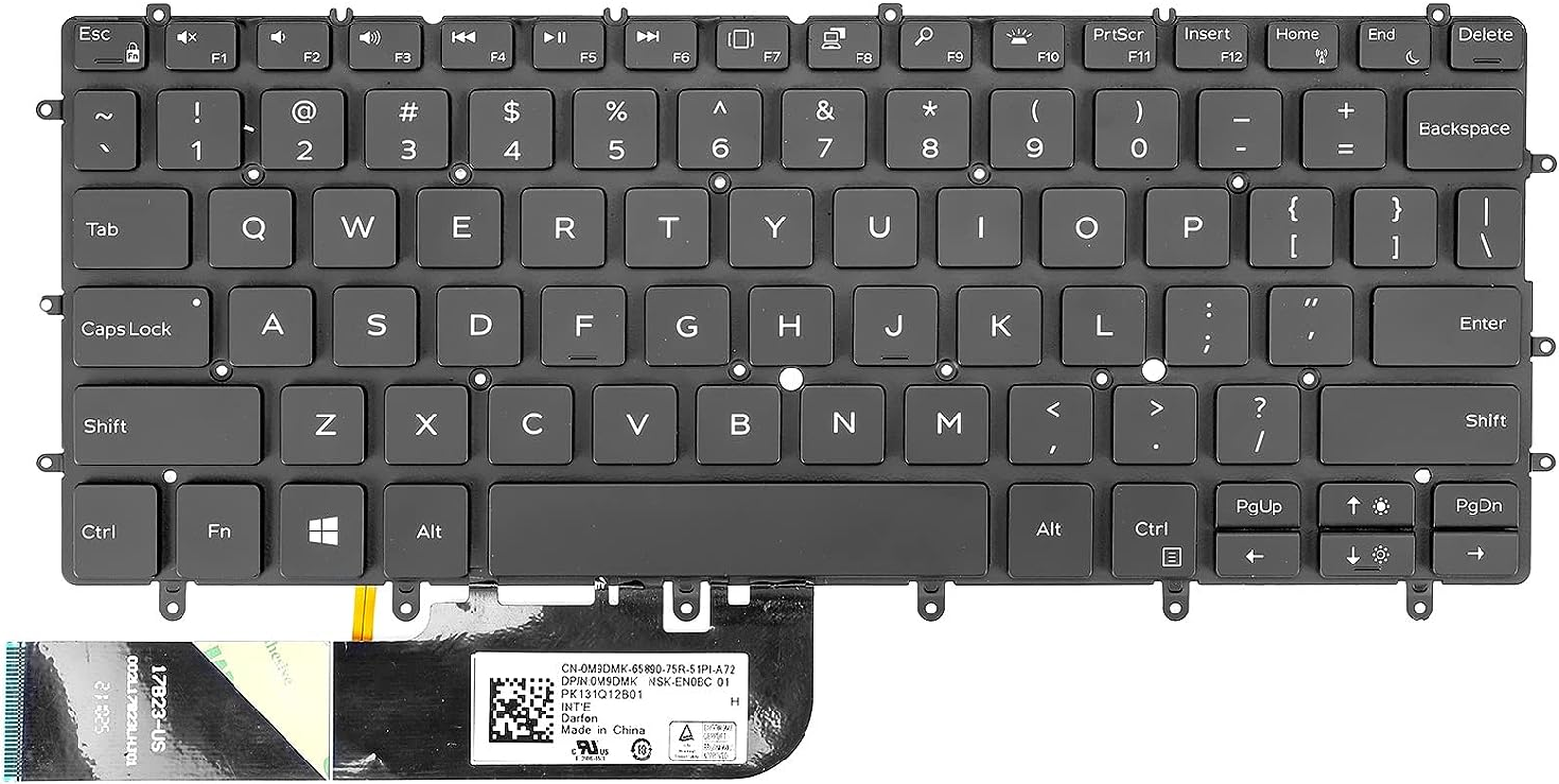 Replacement Keyboard for Dell XPS 13 9380 9370 9305 7390 Series Laptop, Dell XPS 13 9380 9370 9305 Laptop Keyboard with Backlit US Layout, Black