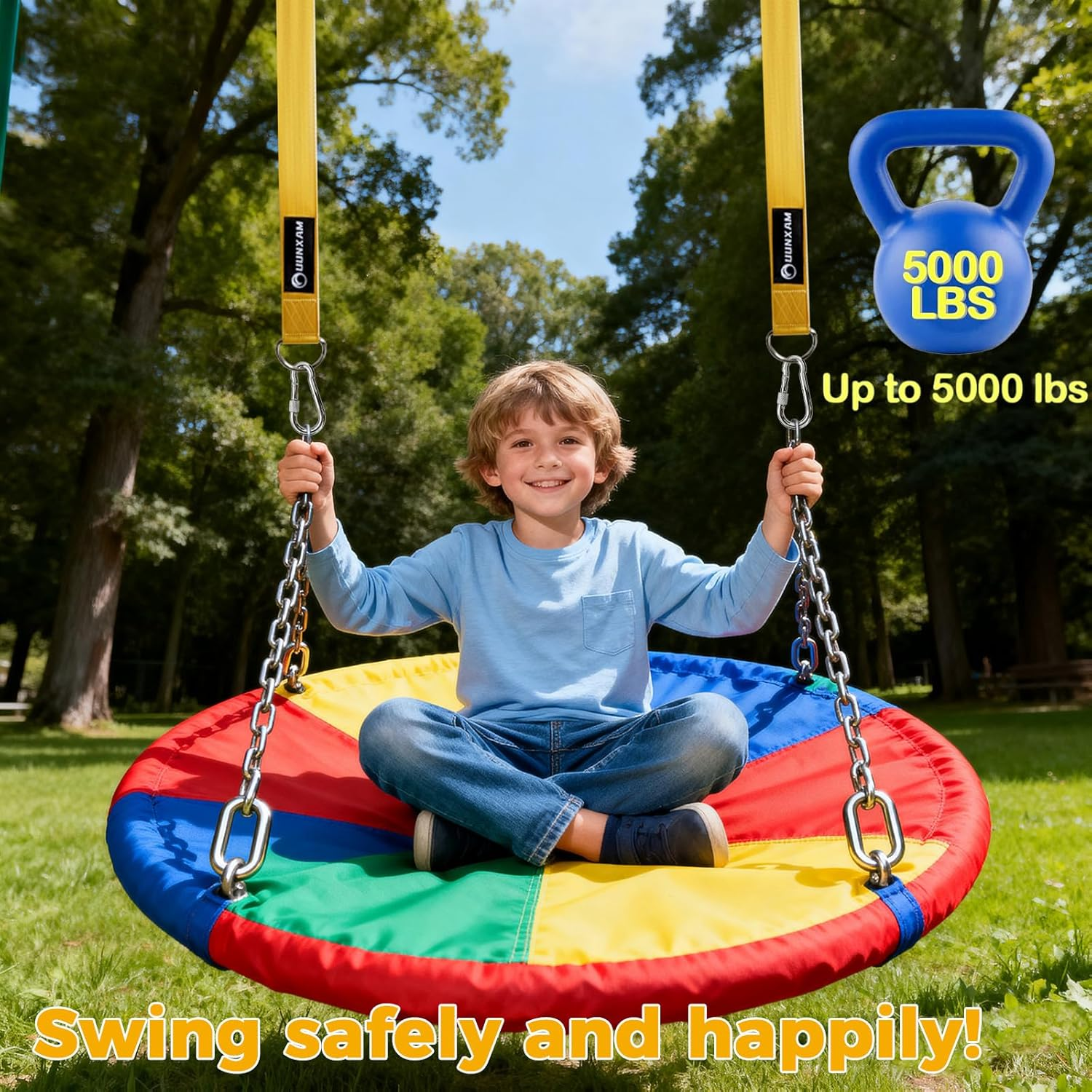 UUNXAM Tree Swing Straps, 2 Pack 6.56FT Tree Swing Hanging Straps Kit, 5000Lbs Capacity with Locking Carabiners & Tree Protectors, No Drill Installation for Swing and Hammock image number 3
