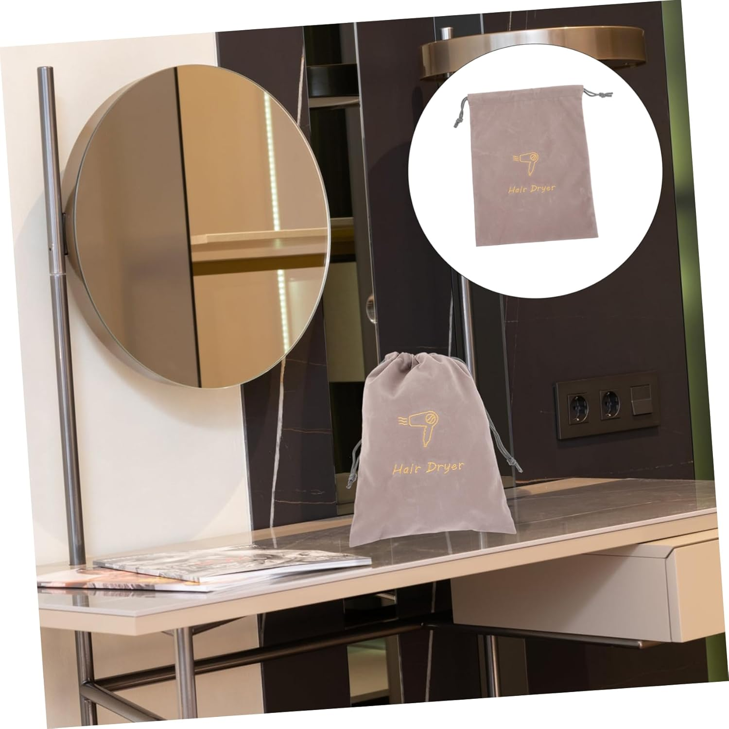 FRCOLOR 3Pcs Drawstring Storage Bag Travel Pouches Hair Dryer Travel Case Fabric Bag image number 5