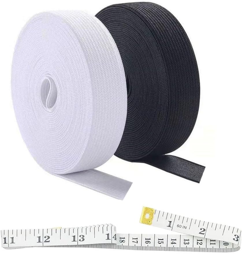 2 Pack Knit Elastic Spool, YIFARUBE 1 Inch 10 Yards Elastic Band Heavy Stretch High Elasticity for Sewing Craft Craft DIY Projects (Black & White) image number 5