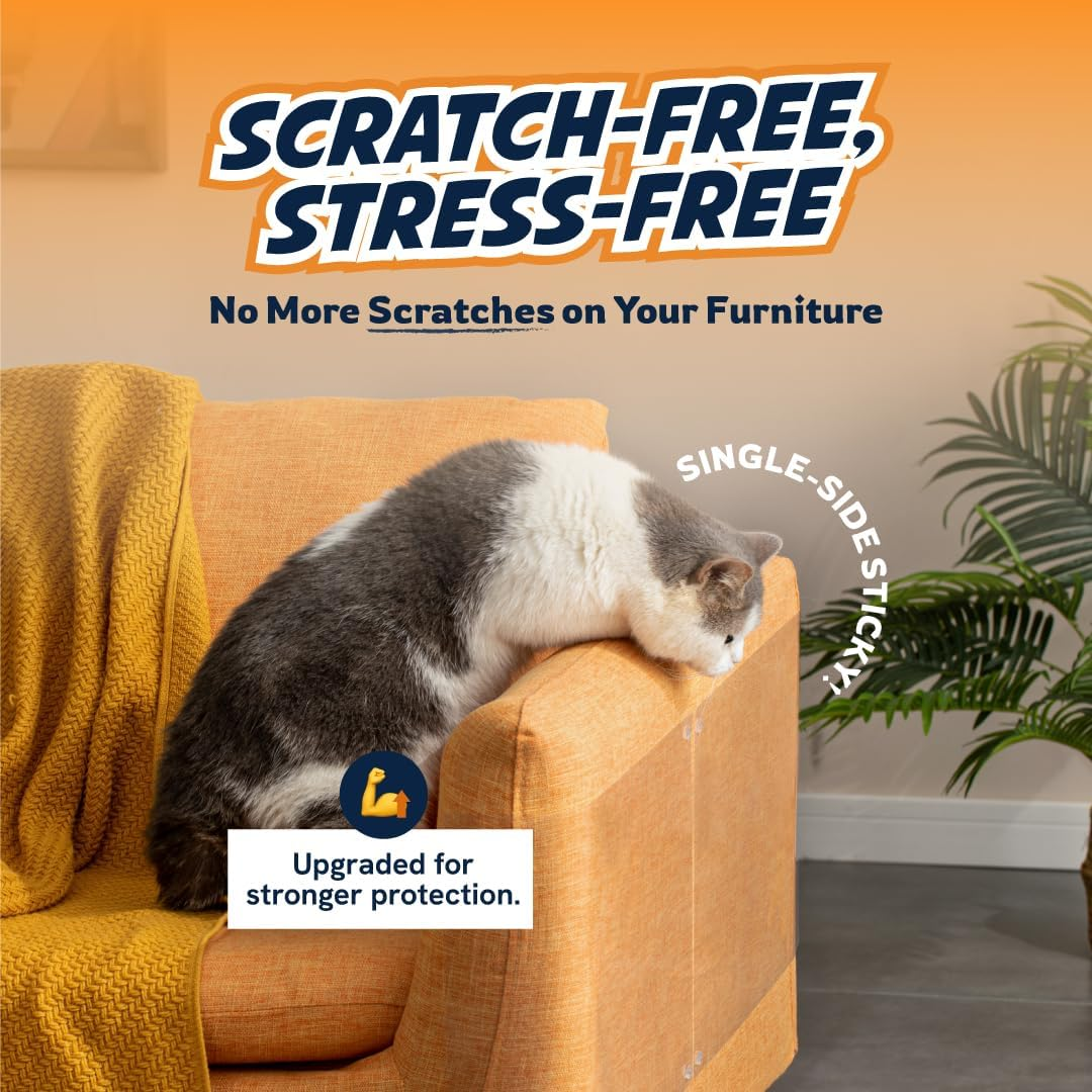 Panther Armor Furniture Protectors from Cat Scratch - 8(Eight)-Pack - Couch Guards for Cats - 4-Pack XL 17"L 12"W + 4-Pack Large 17"L 10"W Cat Scratch Deterrent - Couch Corner Cat Scratch Repellent image number 3